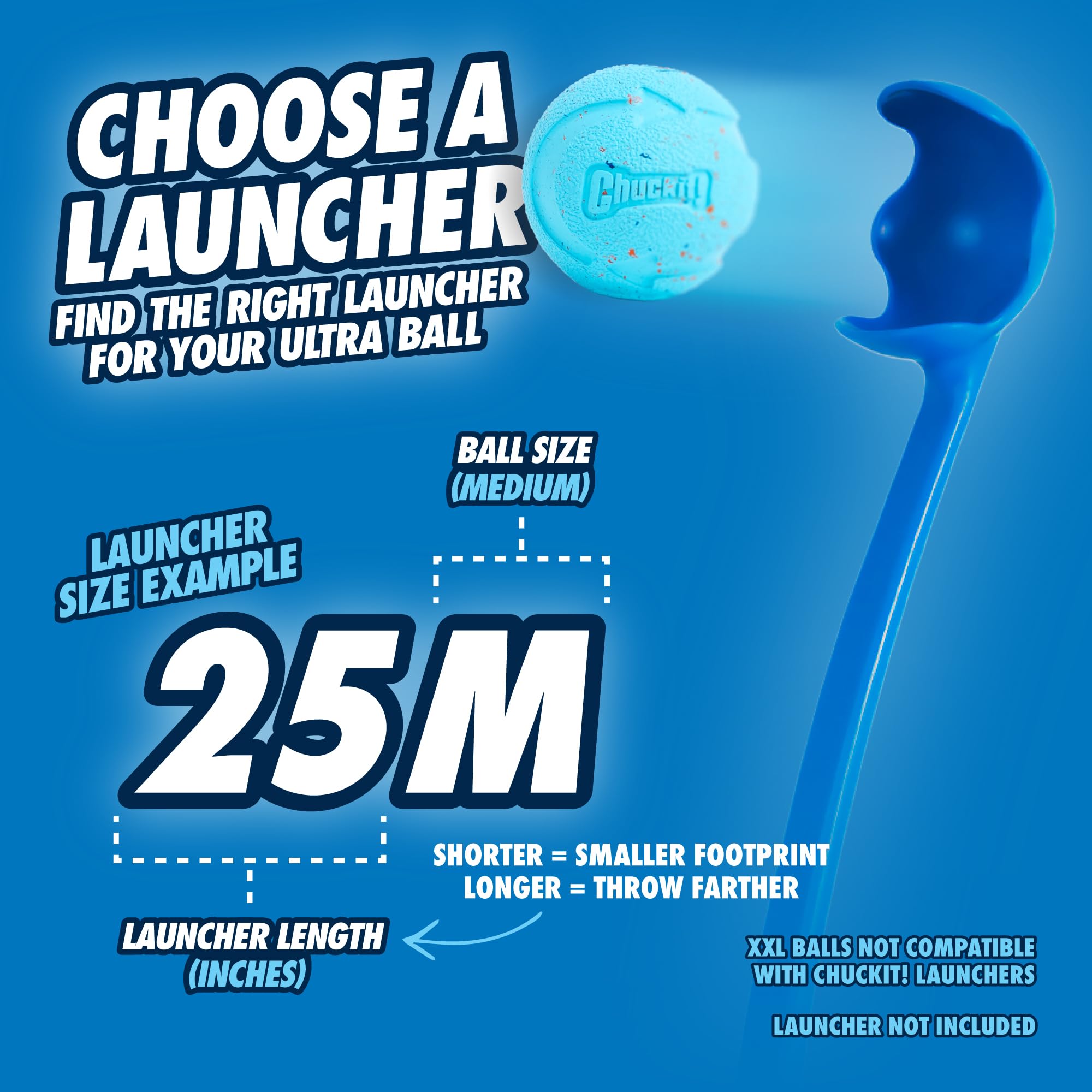 Chuckit! Rebounce Ball Dog Toy - Bouncy Fetch Balls for Dogs 20-60 lbs - Made from Durable Rubber - Outdoor Pet Toys - Size Medium - 2.5-inch Diameter - Pack of 2 - Blue