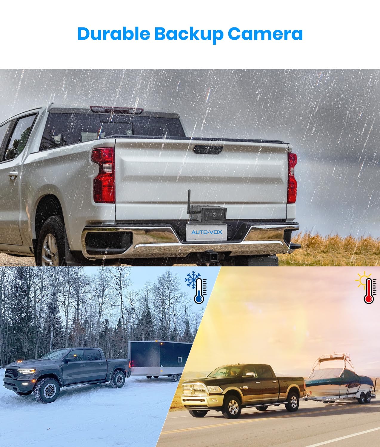 AUTO-VOX Magnetic Wireless Backup Camera,2Mins DIY Installation &1080P Portable Battery Truck Trailer Hitch Rear View Camera with 5" Car Monitor System,IR Night Vision Back Up Camera for Camper/RV-S4