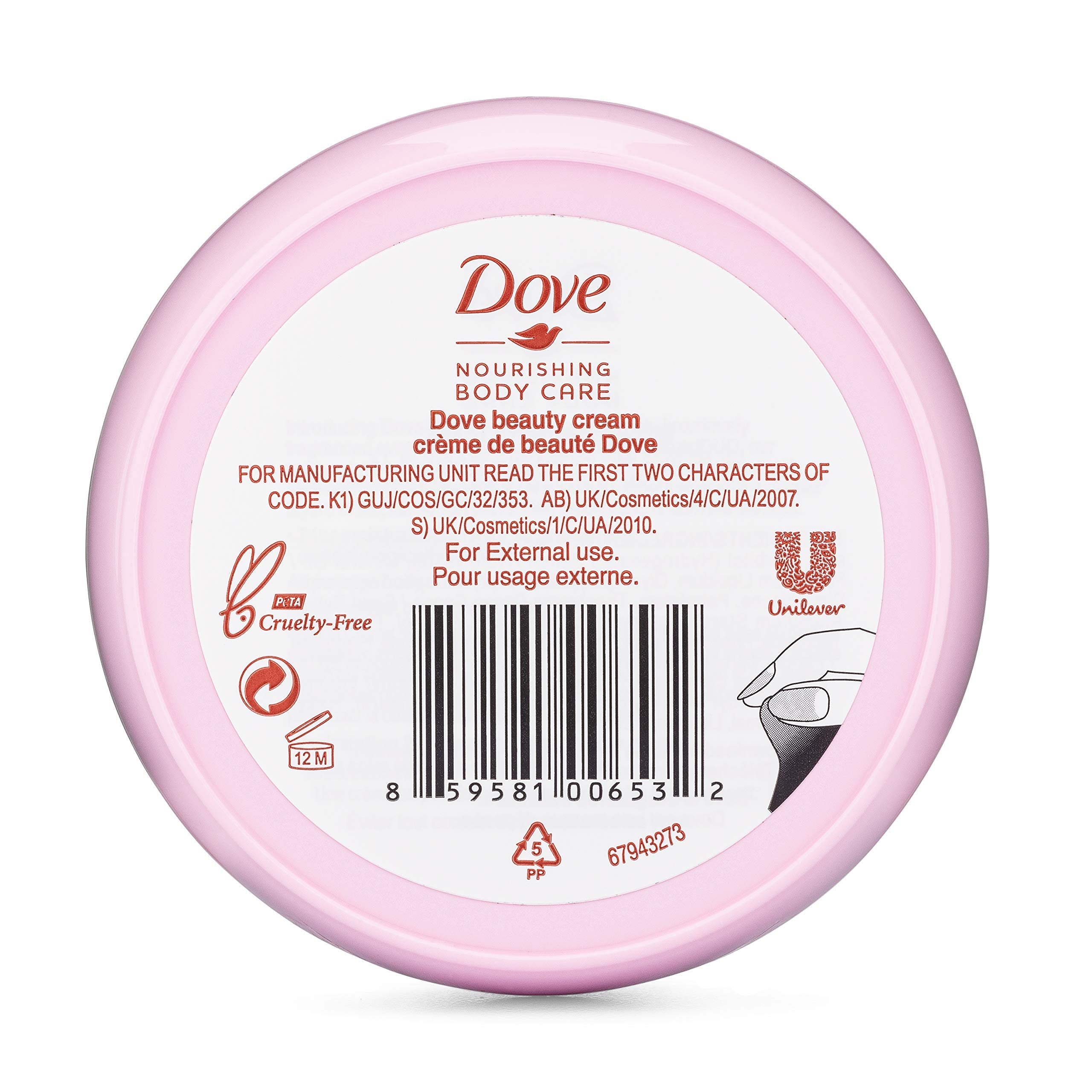 Dove Nourishing Body Care, Face, Hand, and Body Beauty Cream for Normal to Dry Skin Lotion for Women with 24-Hour Moisturization, 4-Pack, 2.53 Oz Each Jar