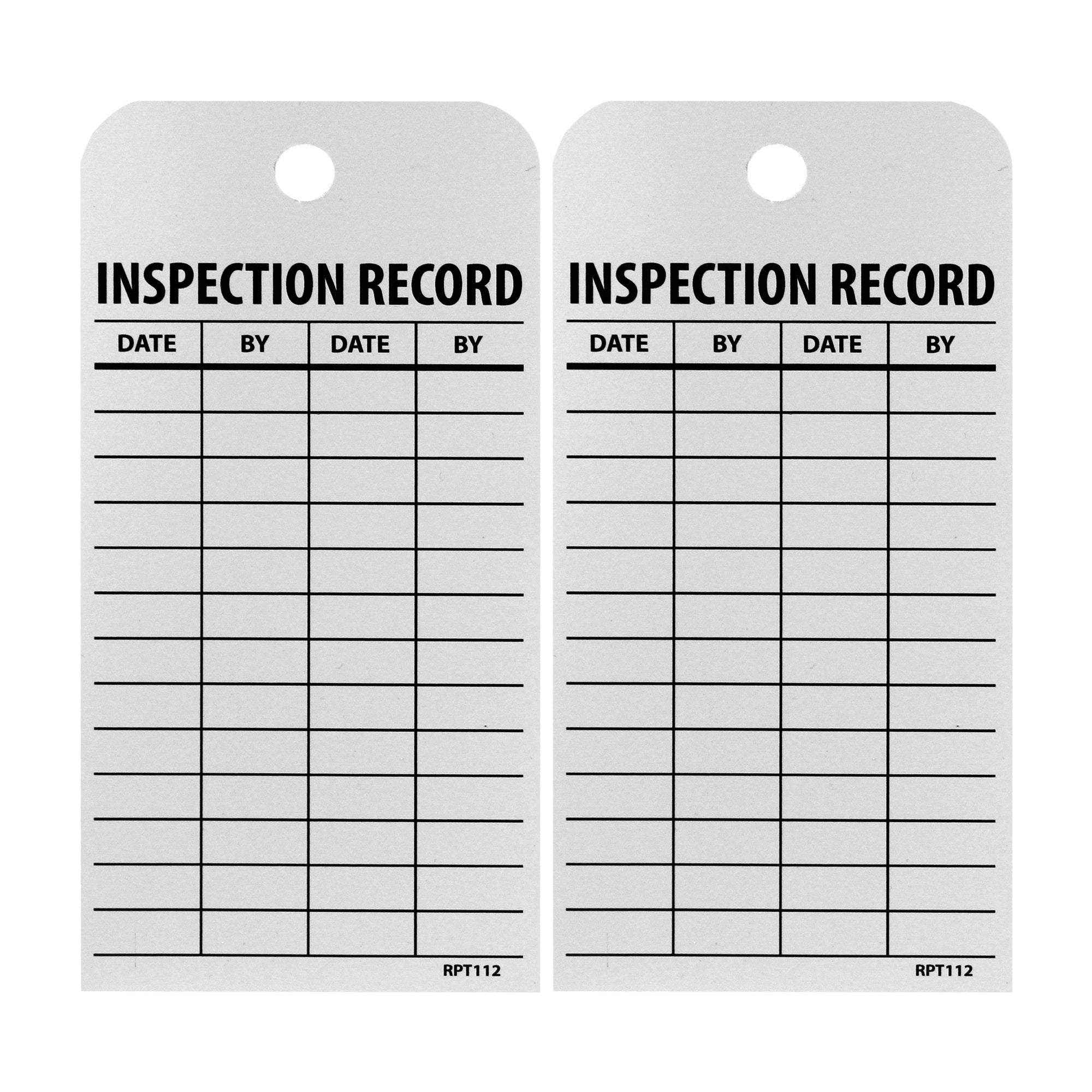 NMC Inspection Record Safety Tag, Double-Sided, Pack of 25, 6" Height x 3" Width, Made In The USA, RPT112