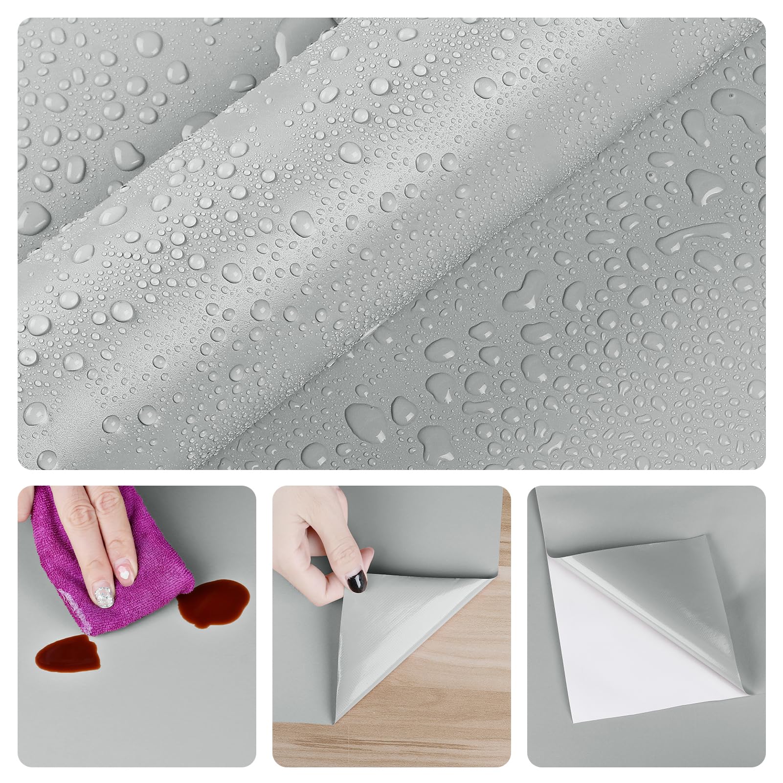 Grey Wallpaper Peel and Stick for Bedroom 15.8" x 118" Solid Grey Self Adhesive Contact Paper for Cabinets Walls Temporary Vinyl Removable Wallpaper Peel and Stick Countertops Waterproof Shelf Liner