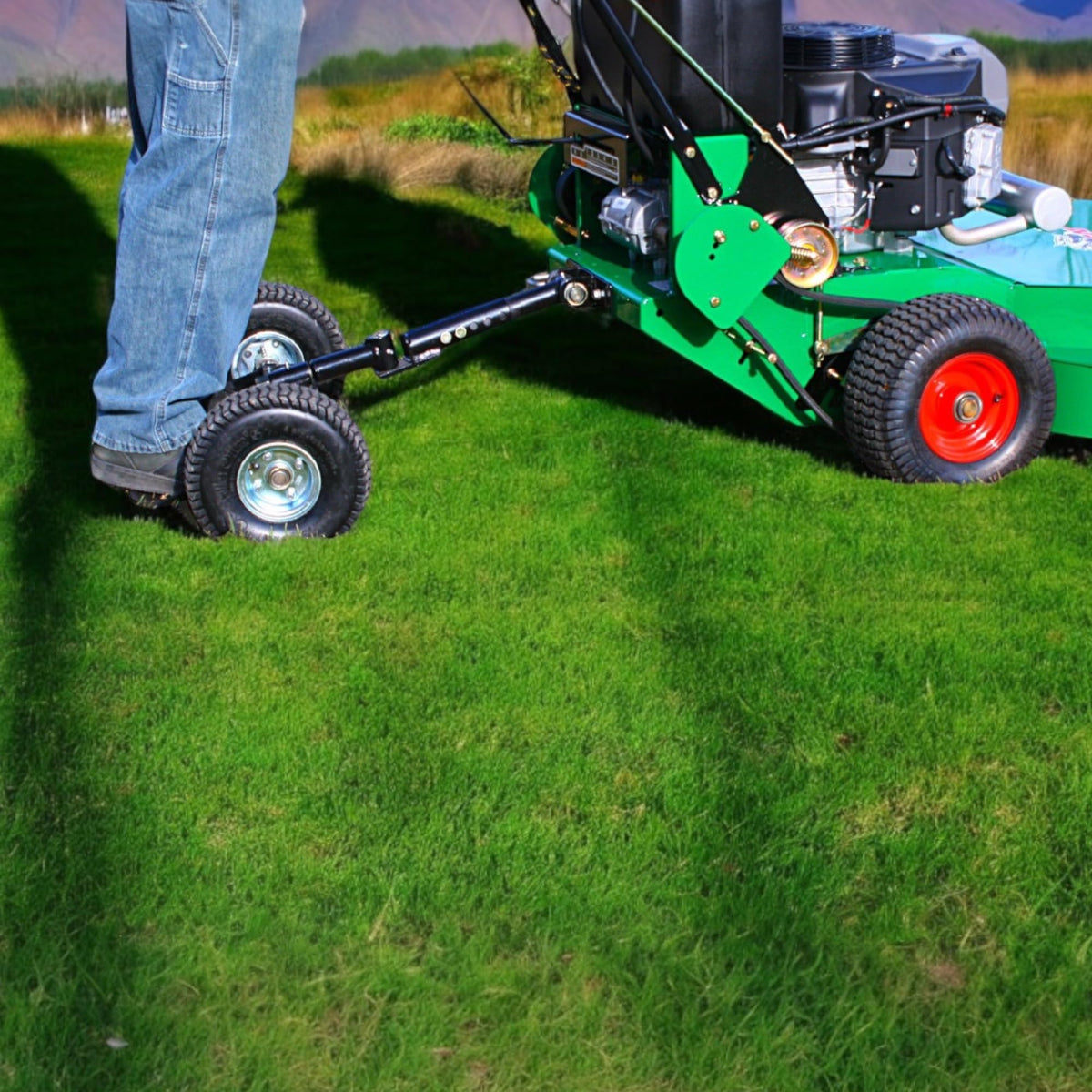 Jungle Jim's Jungle Wheels Lawn Mower Sulky for Lawn and Landscape Professionals (Black Jungle Wheels)
