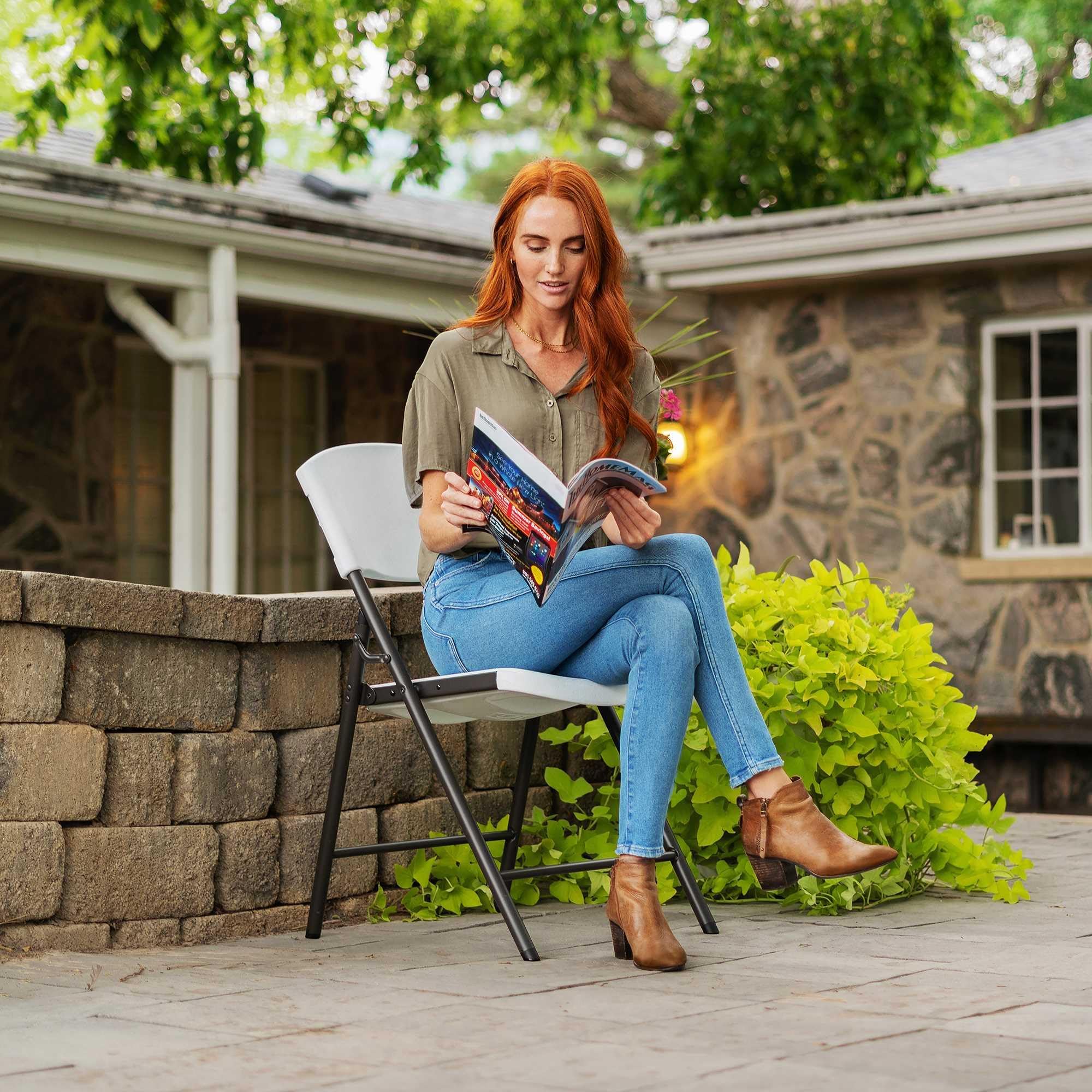 Lifetime 42810 Light Commercial Folding Chair (Pack of 4), White