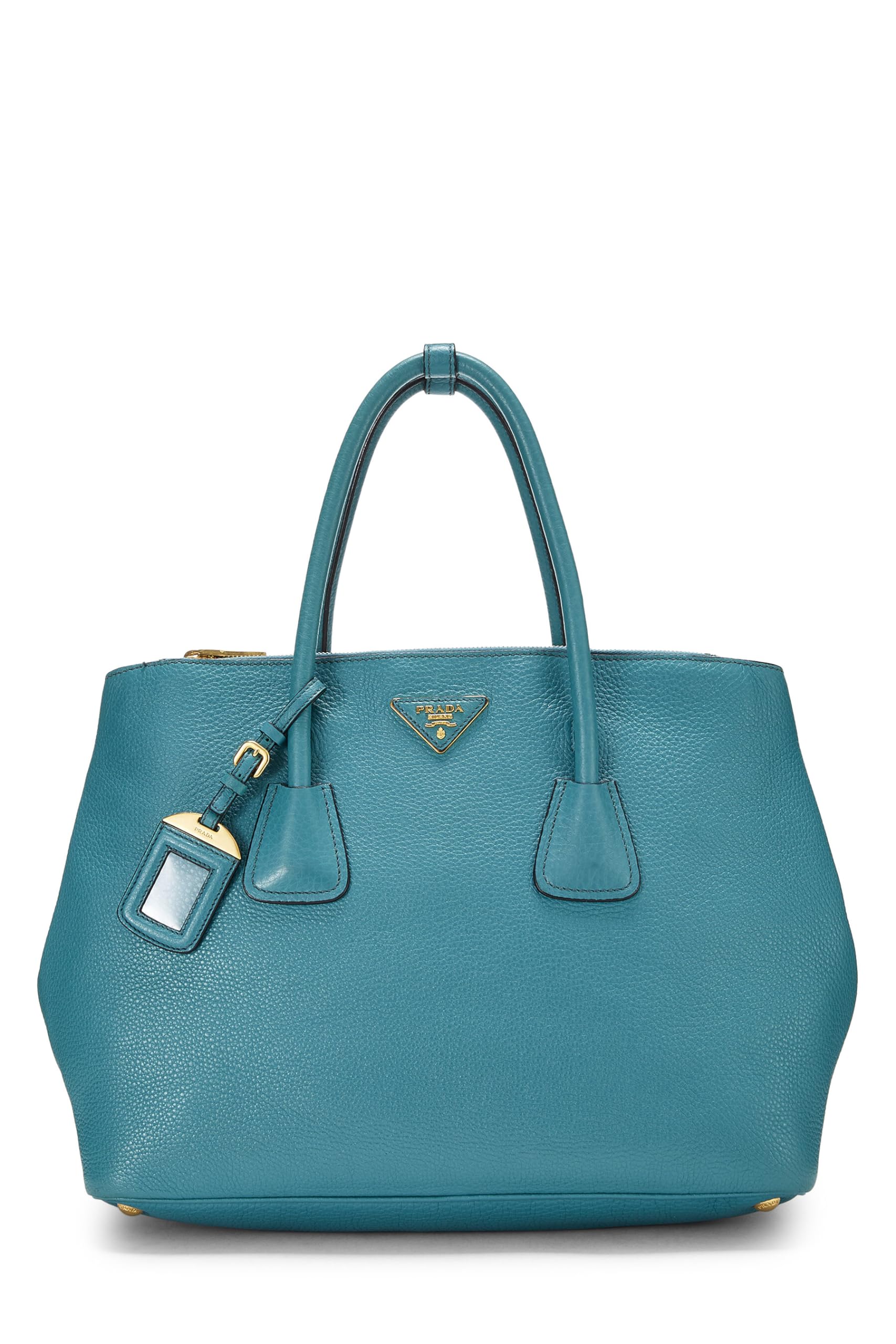 Prada, Pre-Loved Blue Vitello Daino Convertible Top Handle Tote, Blue