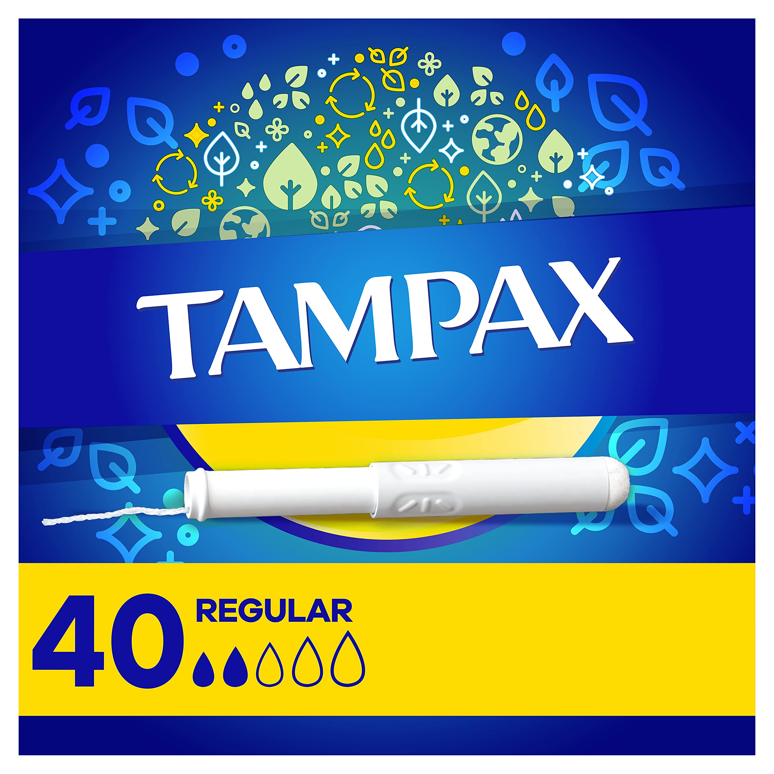 Tampax Cardboard Applicator Tampons, Regular, Unscented, 40 Count