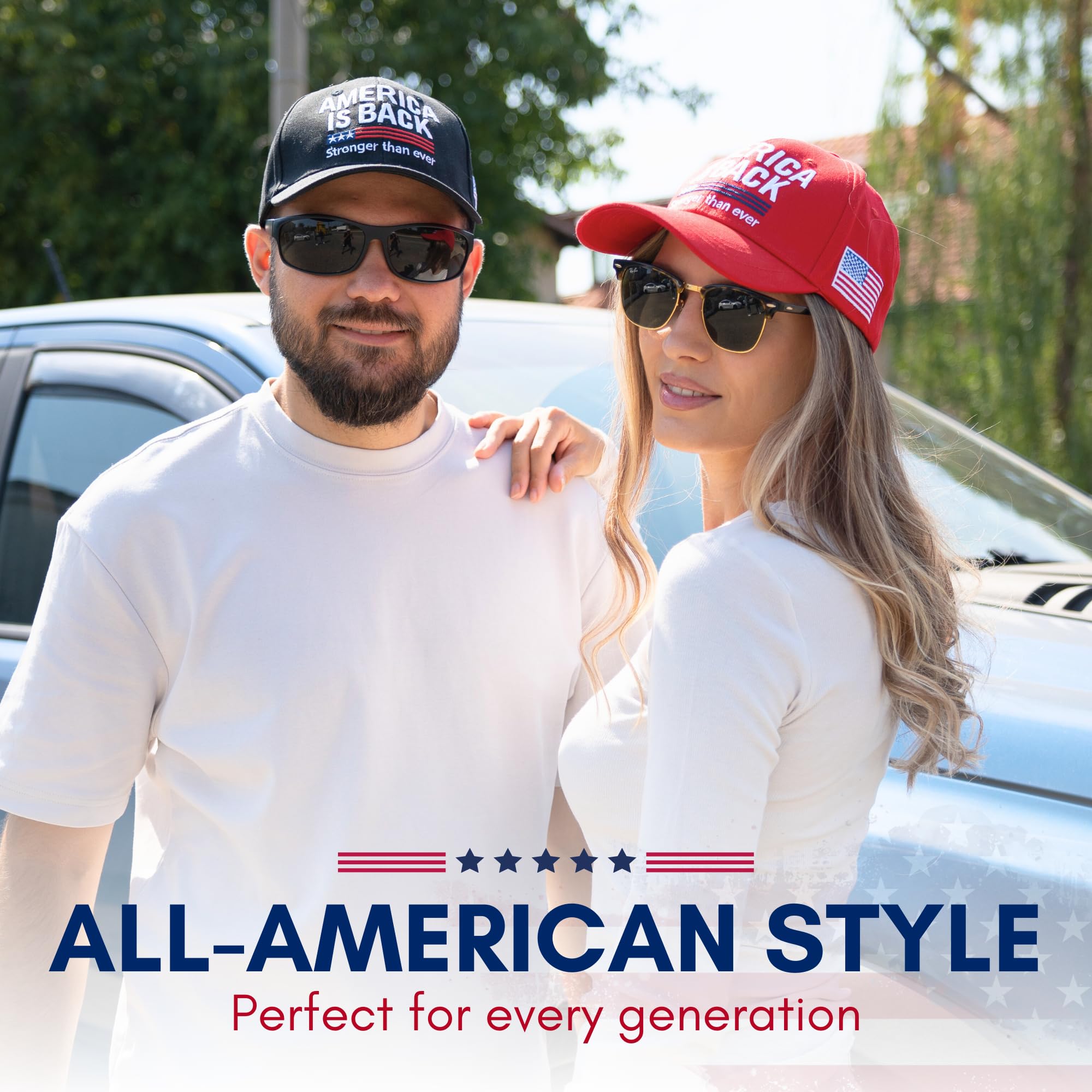 Zadin American Flag Hat for Men Women, USA Hats Baseball Cap, Patriotic Caps Outfit Accessories, Trucker Apparel Black