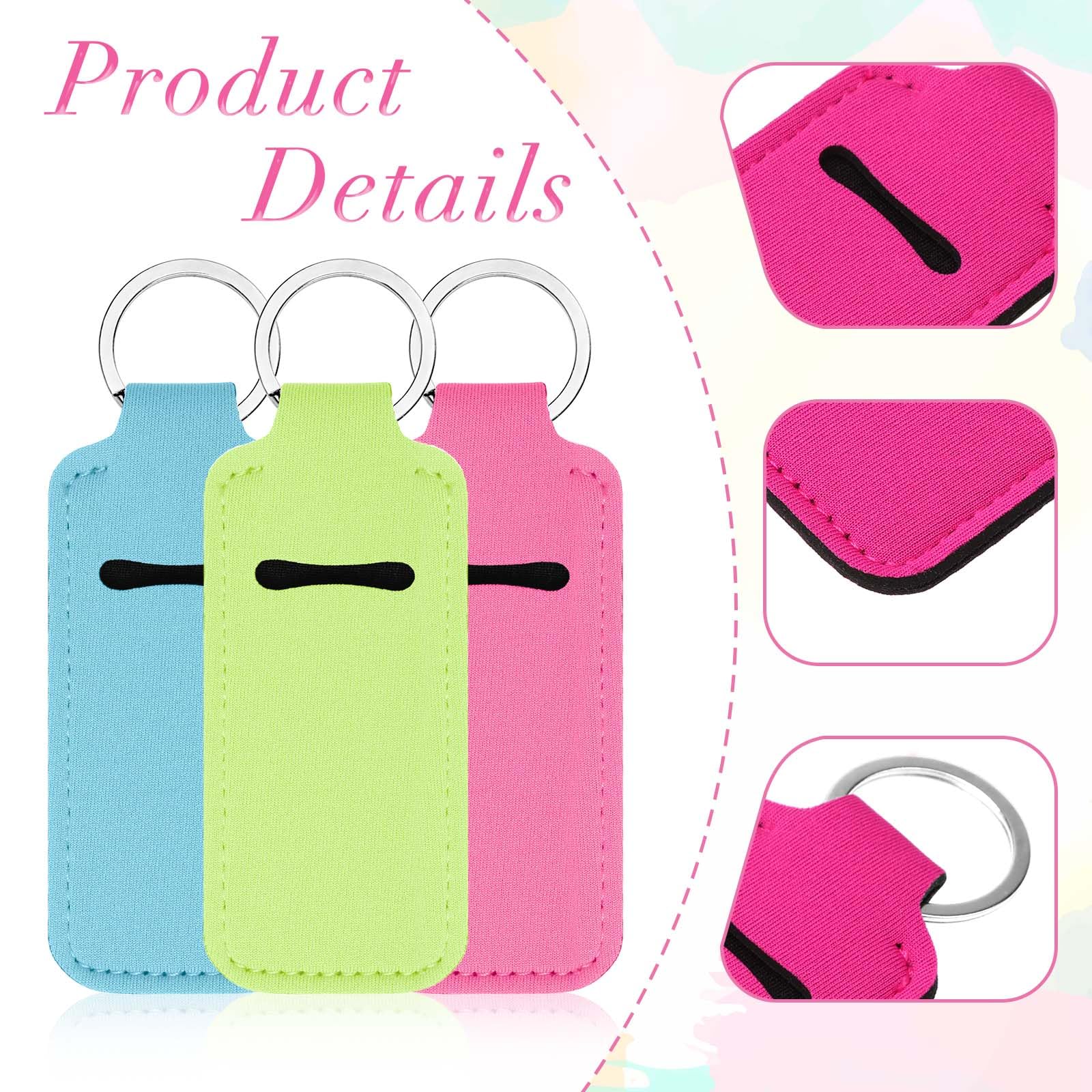 Key Chain Chapstick Holder, 10 Pcs Lip Balm Holder Solid Color Lipstick Holder, Colorful Lip Gloss Holder Keychain Pendant, Keychains Clip-on Lipstick Sleeve Pouch for Women and Girls, 10 Colors