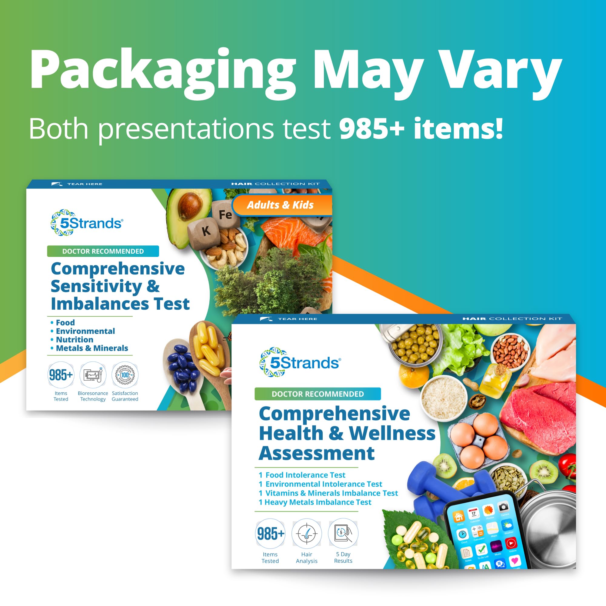 5Strands Food & Environmental Intolerances, Deficiency Test, 998 Items Tested, Includes 4 Tests for Adults & Kids - Food, Environment, Nutrition & Metals Imbalance Test, Results in 5 Days