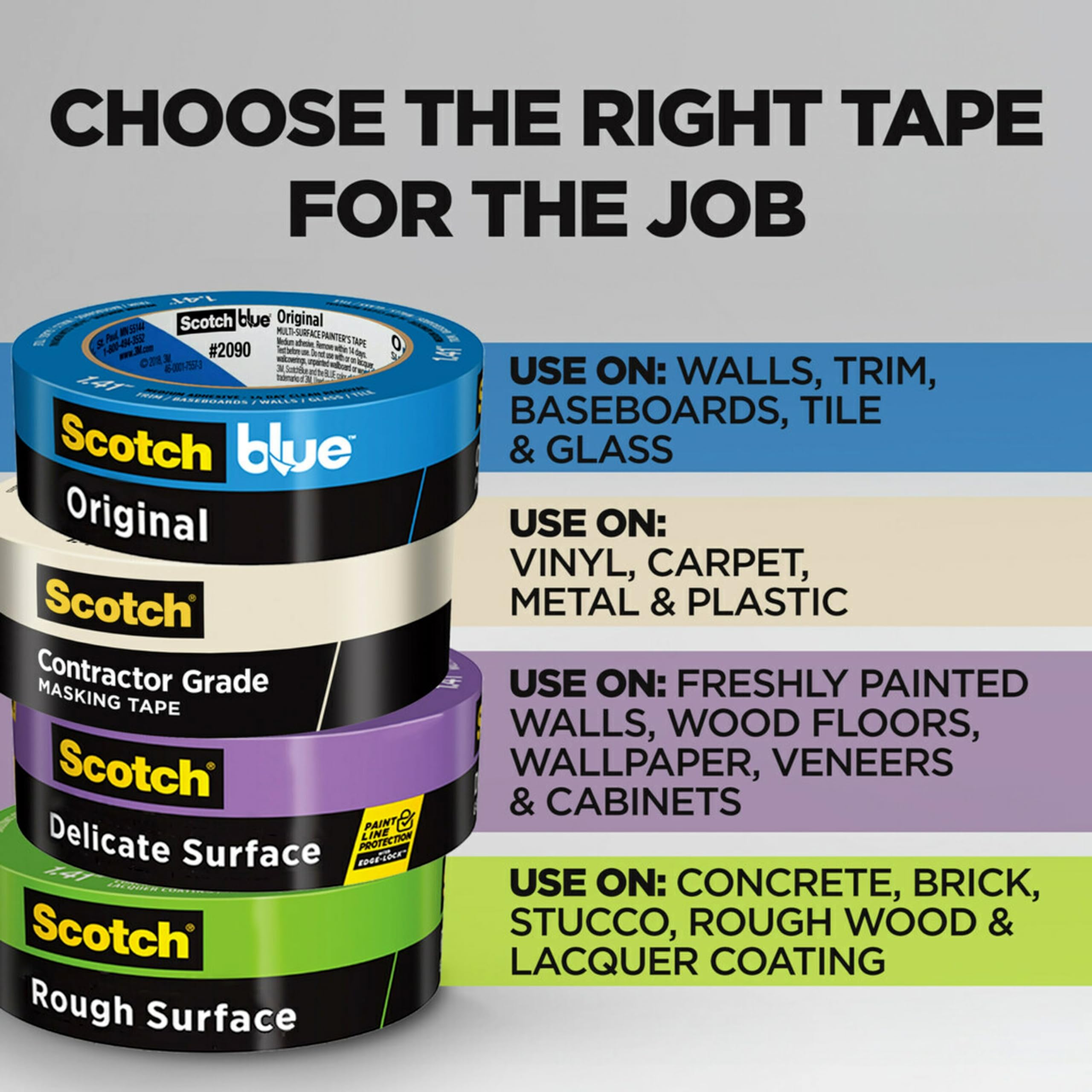 Scotch Painter's Tape Contractor Grade Masking Tape, 6 Rolls, 1.88 in x 60.1 yd, Holds to Surfaces For Up to 3 days, Removes Easily Without Leaving Sticky Residue, Interior & Exterior Use (2020-48TP6)