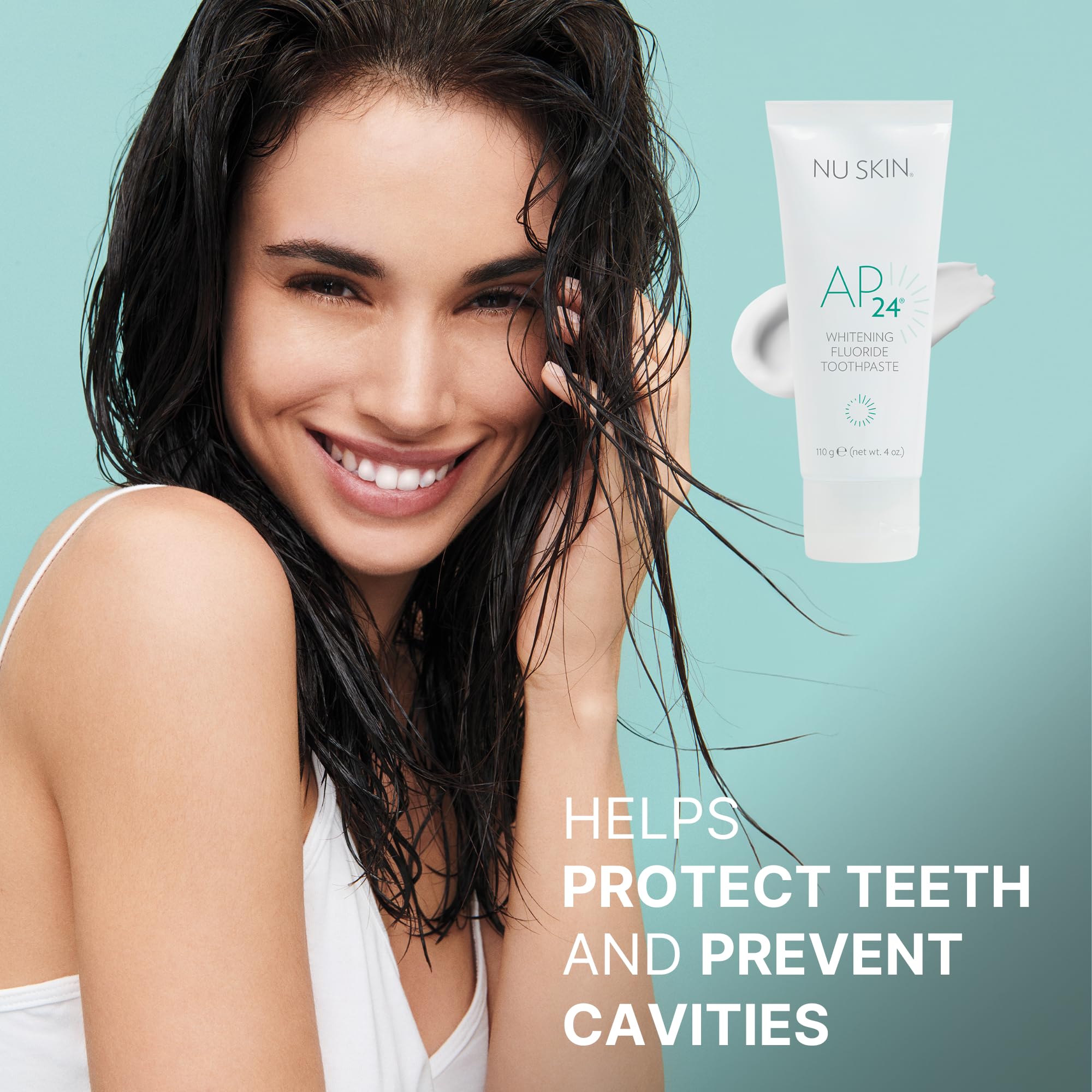 Nu Skin AP 24 Whitening Fluoride Toothpaste | 4oz | Brightens and Whitens Teeth | Helps Prevent Dental Cavities | Gentle Vanilla Mint Formula (1 Pack, Flouride)