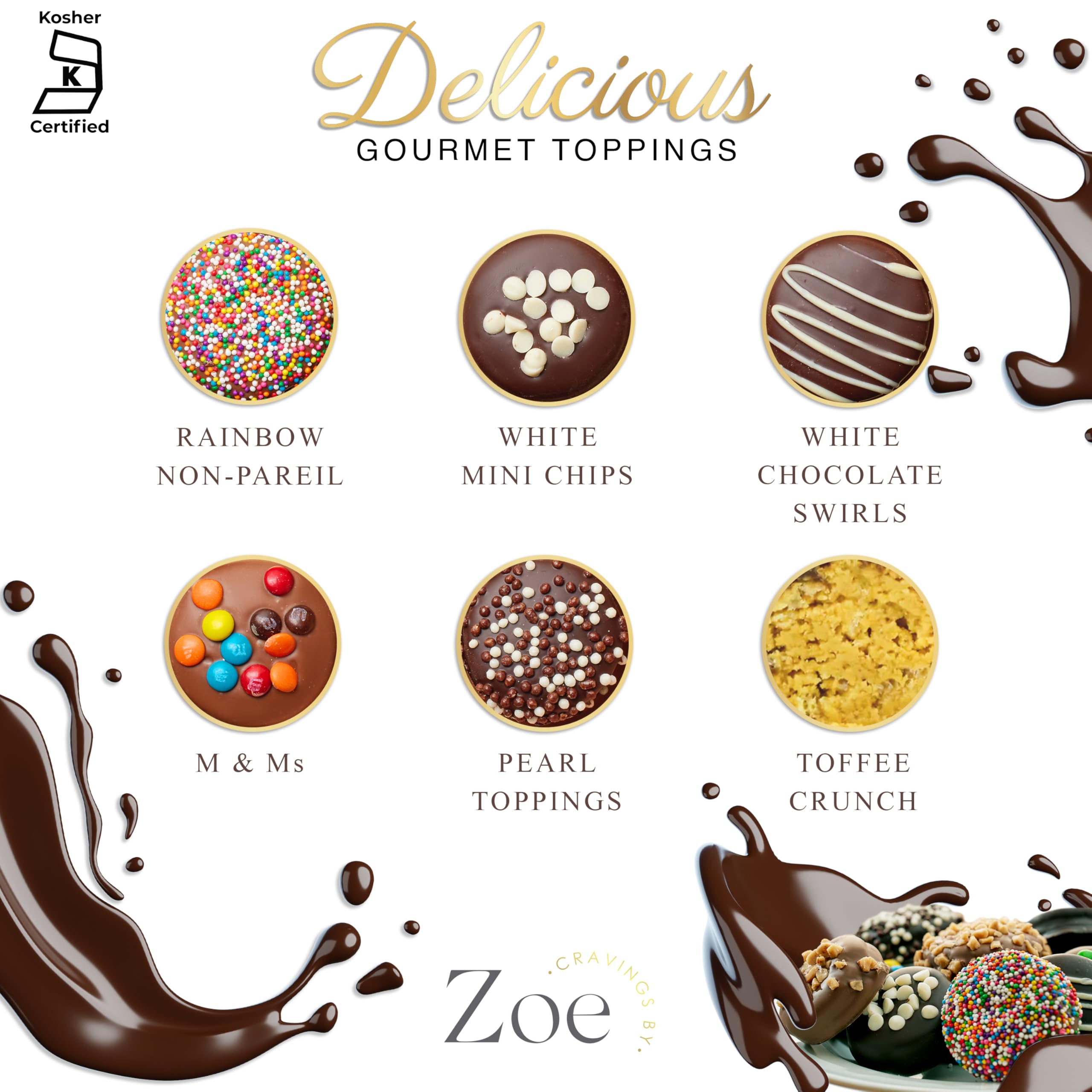 CRAVINGS BY ZOE Gourmet Chocolate Covered Cookies Gift Basket | 6 Piece | Kosher Milk & Dark Belgian Chocolate Food Gift Box | Birthday, Christmas, Holiday, Thank You Gifting Men Women Mom Dad Family