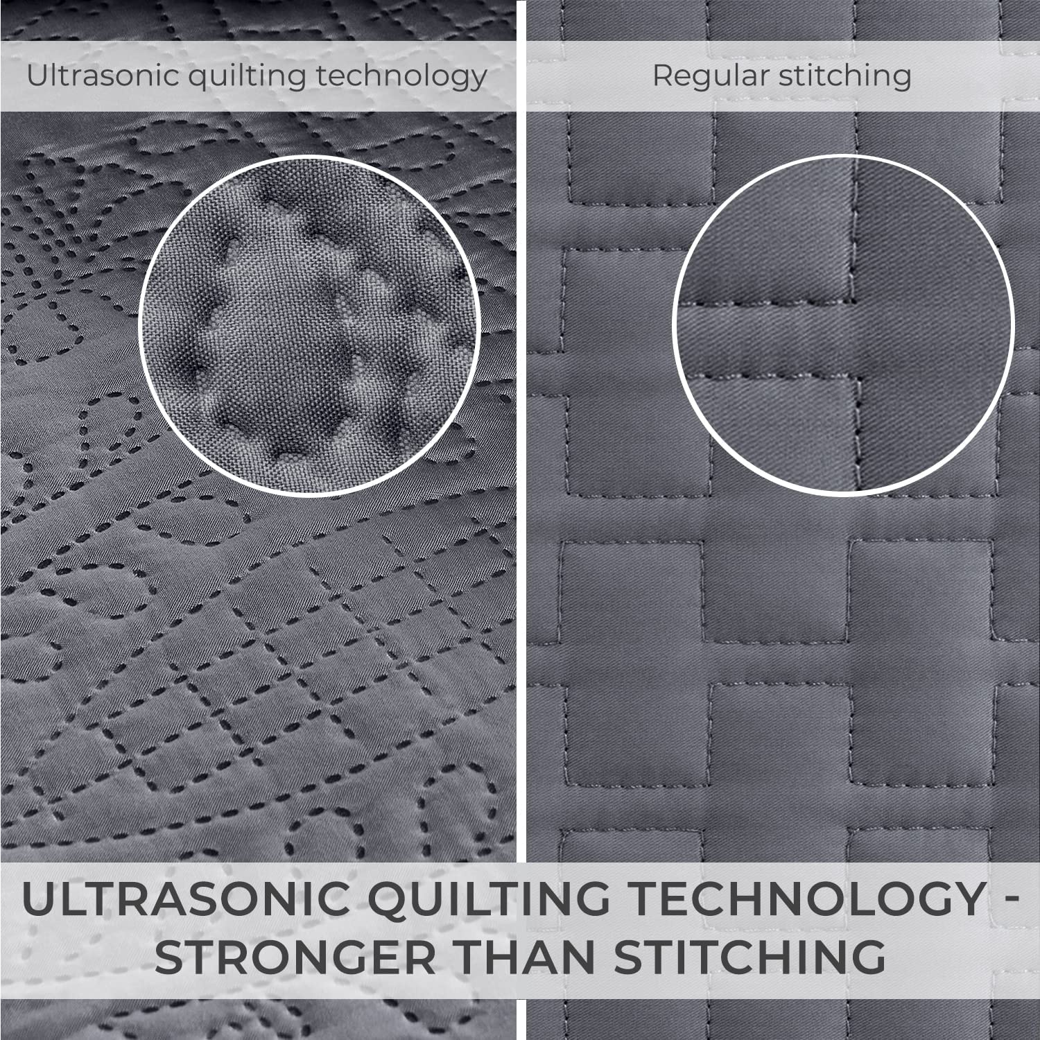 Mellanni Bedspread Coverlet Set + Silk Pillowcase Bundle&Save - Bundle Includes: 3 Piece Quilt Set and 1 Mulberry Silk Pillowcase (King, Gray & Dark Gray)