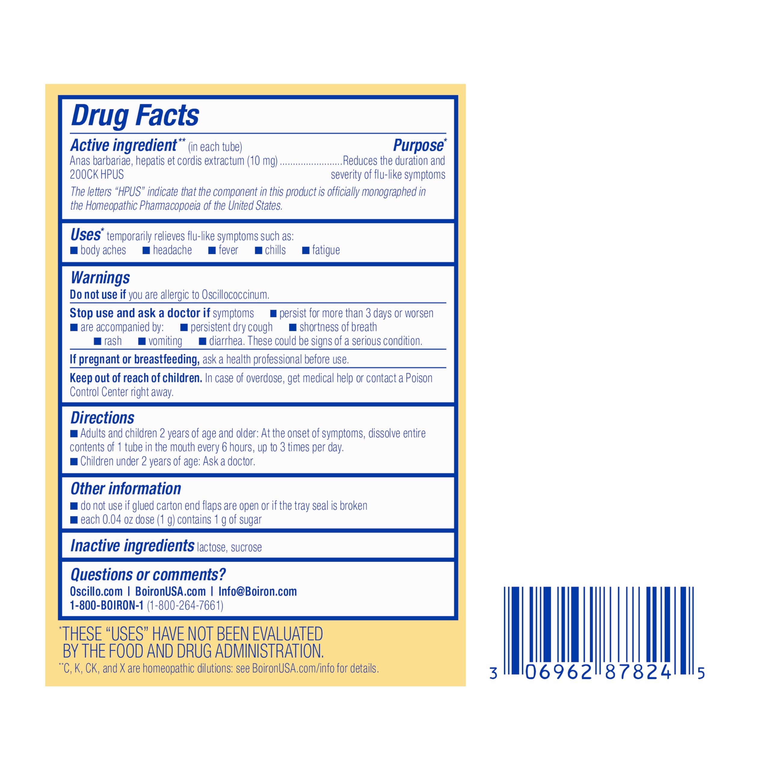 Boiron Oscillococcinum For Relief From Flu-Like Symptoms Of Body Aches, Headache, Fever, Chills, And Fatigue - 30 Count