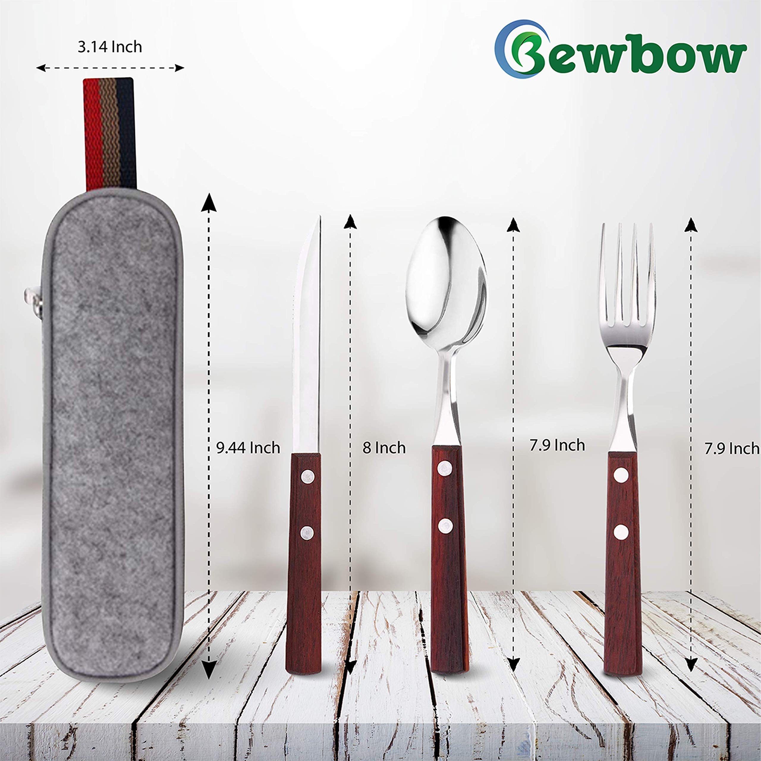 PREMIUM QUALITY Stainless Steel travel utensils Set with case, Healthy & Eco-Friendly 3pc Full Size Fork, Spoon, Portable, reusable utensils with case
