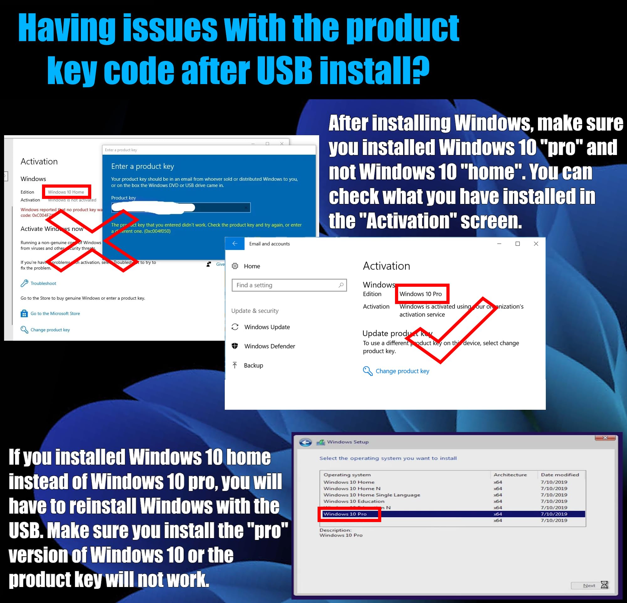 PC-TECH Compatible with Windows 10 Professional 64 Bit USB With Key. Factory fresh, Recover, Repair and Restore. Key code and USB install Included. Fix PC, Laptop and Desktop. Free Technical Support