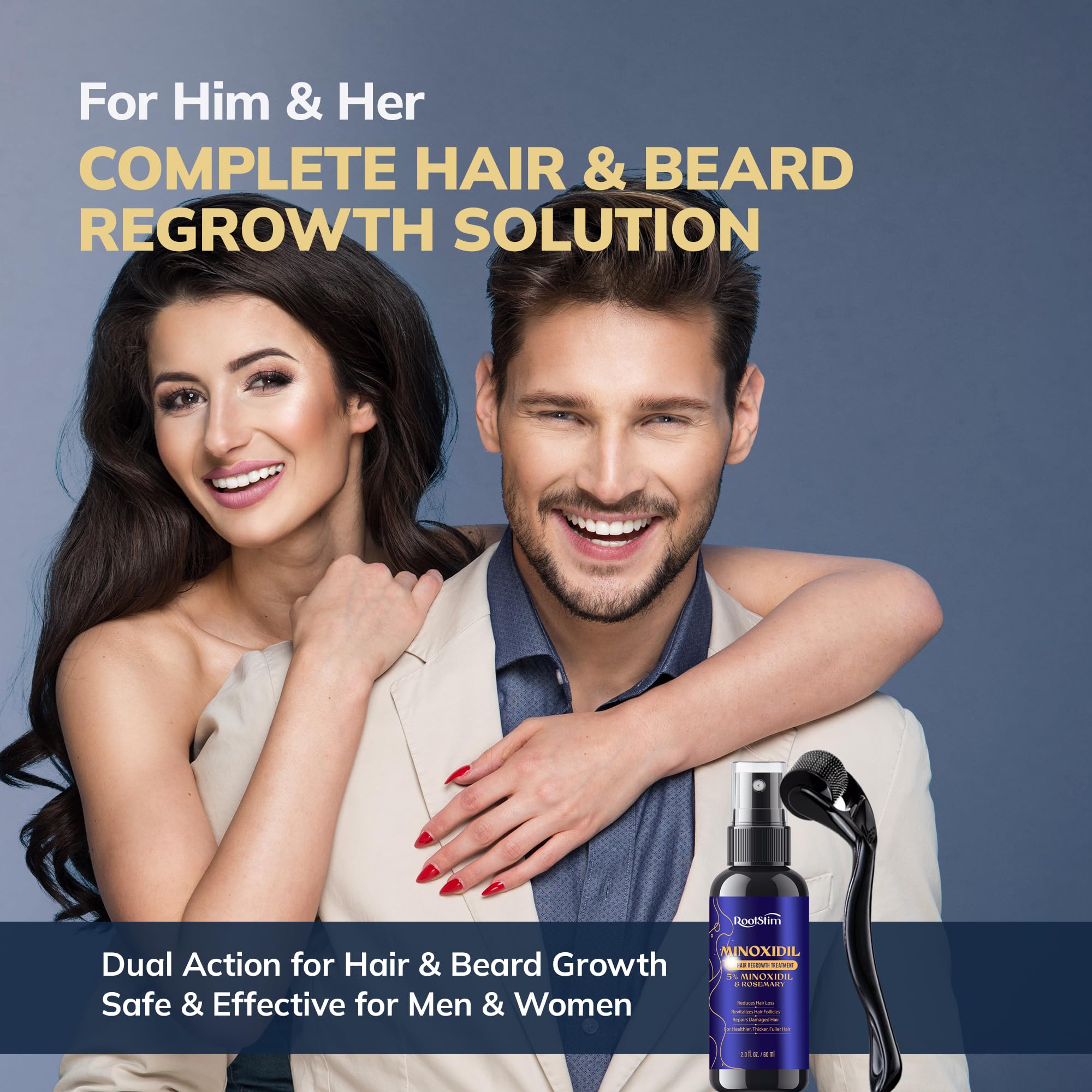 5% Minoxidil Hair Regrowth Bundle for Men and Women – Supports Thicker, Fuller Hair & Beard – 120 mL