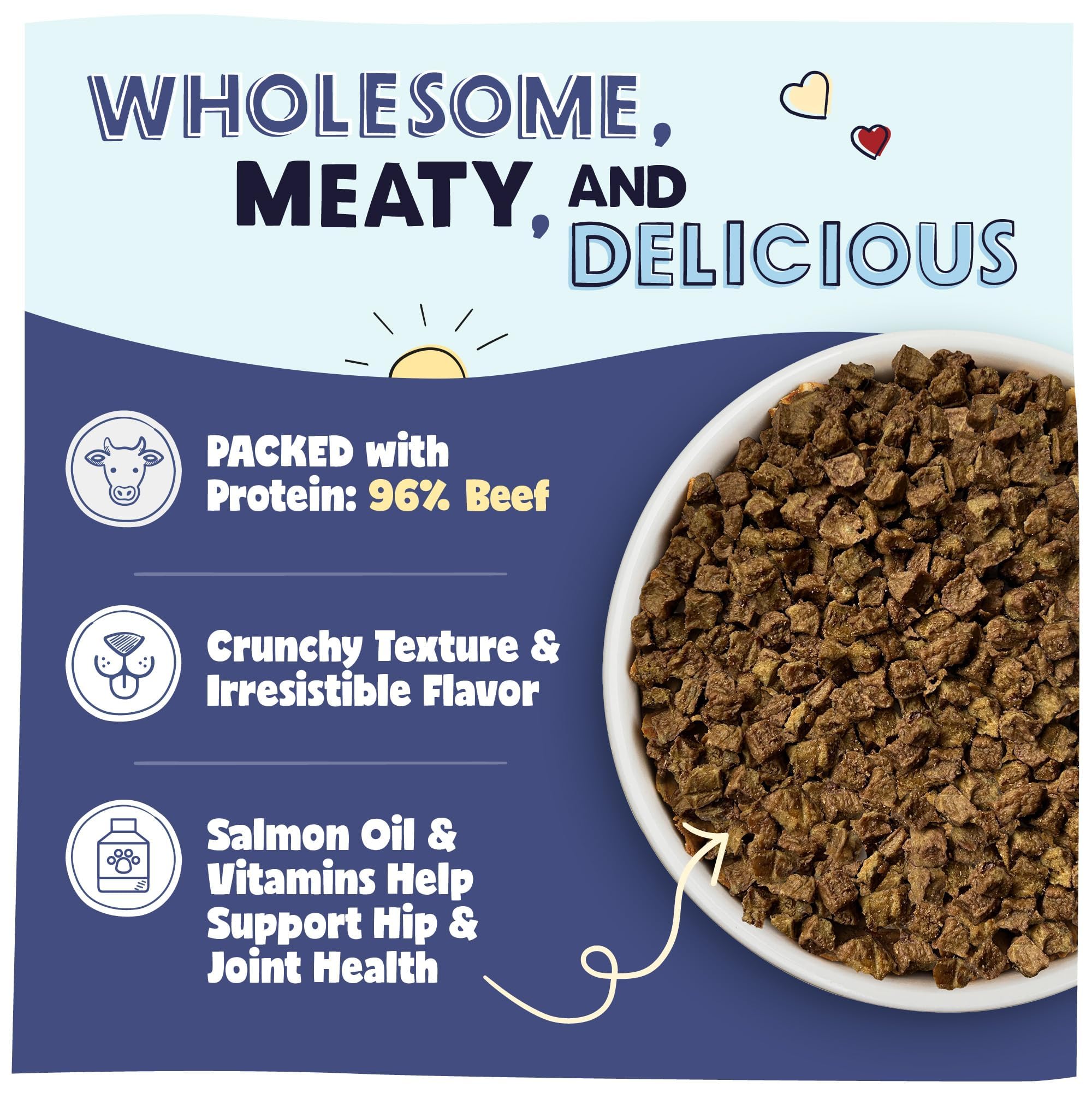 Pawstruck All Natural Air Dried Dog Food w/Real Beef - Grain Free, Made in USA, Non-GMO & Vet Recommended - High Protein Limited Ingredient Wholesome Full-Feed - for All Breeds & Ages - 2lb Bag