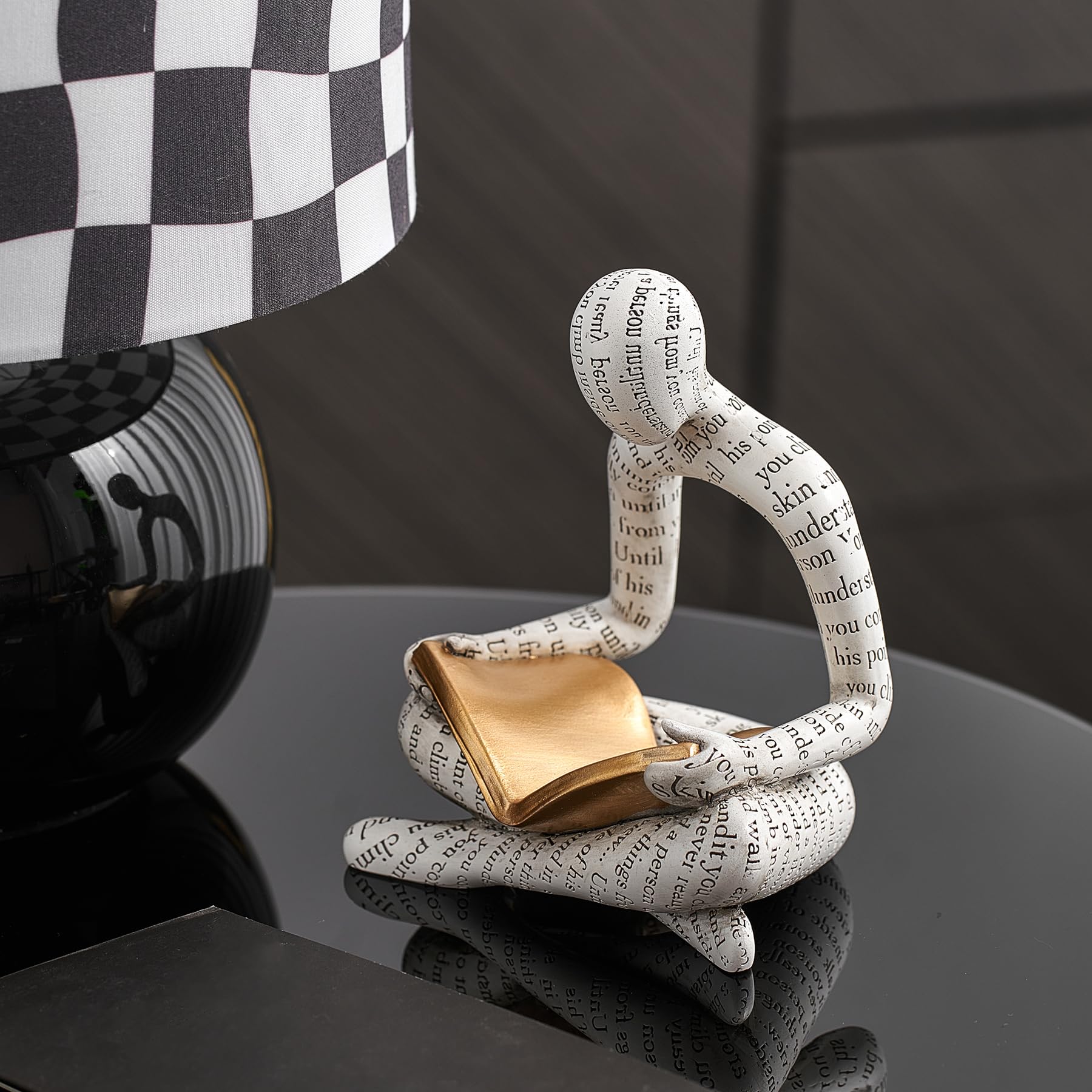 XGZY Abstract Thinker Reading Statue: Aesthetic Sculpture Room Decor Modern Decoration for Shelf Table Desk Living Room Office Bedroom