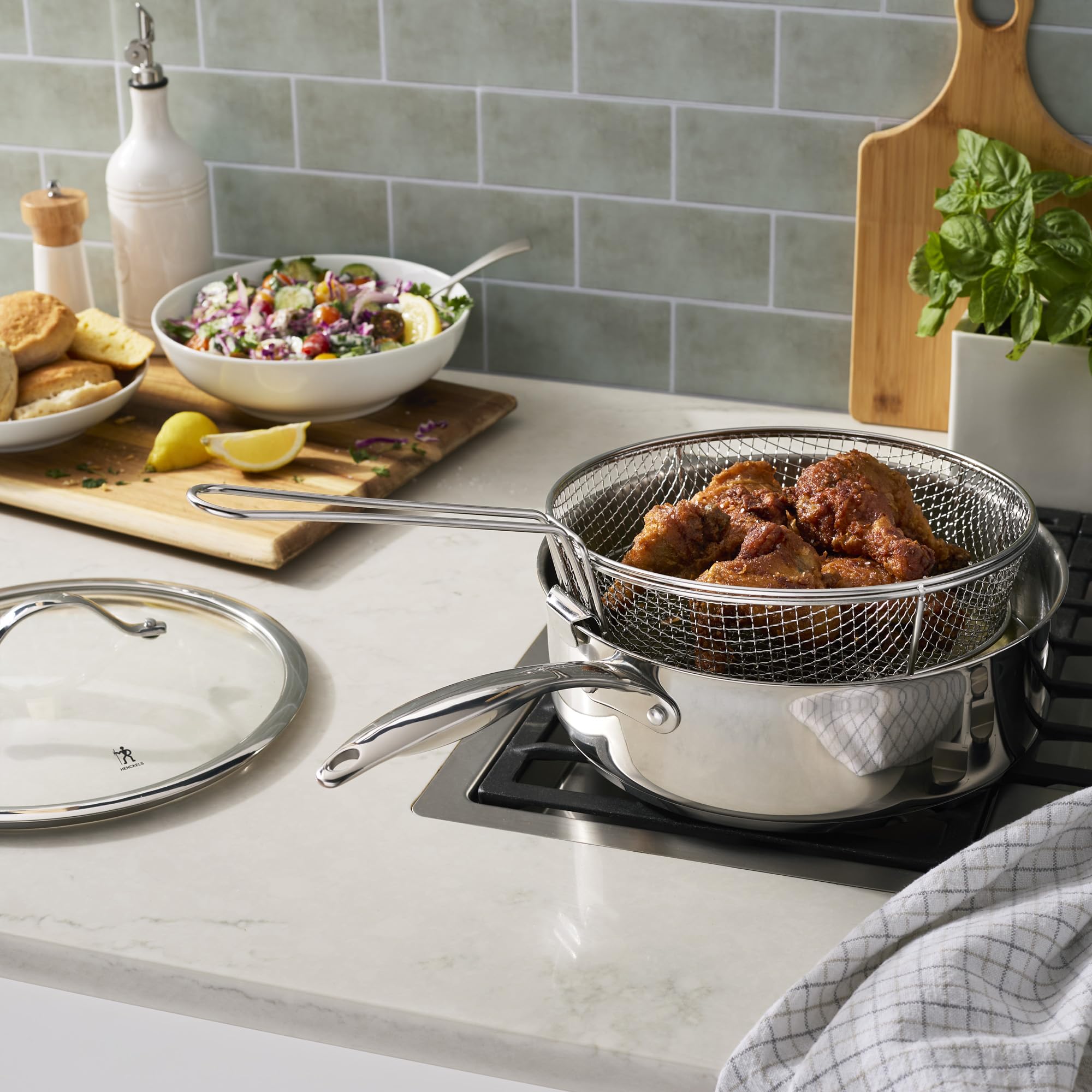 Henckels Aragon 5-qt Stainless Steel Saute Pan with Lid & Fryer Basket