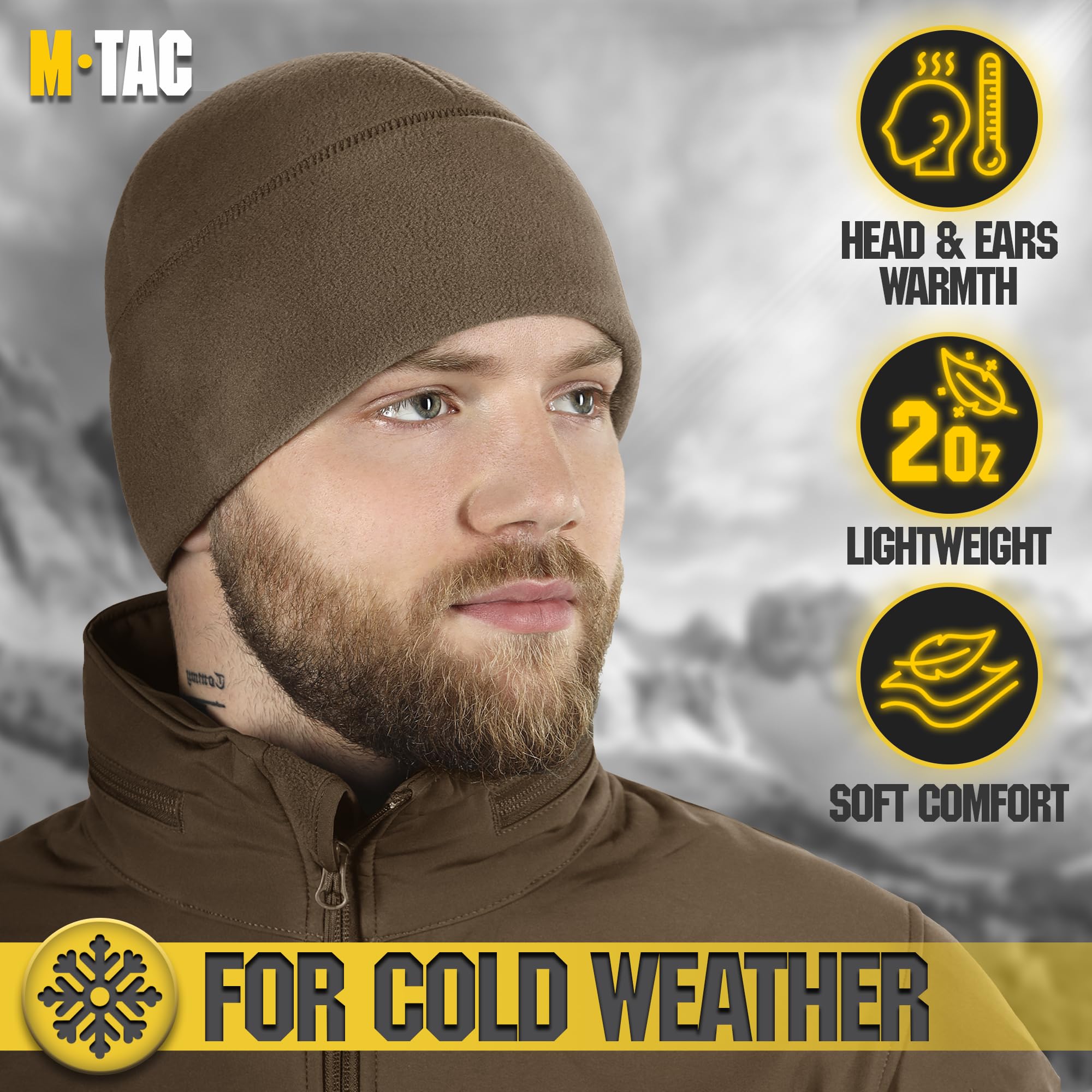 M-Tac Fleece Watch Cap - Tactical Beanie Hat Winter Skull Cap Cold Weather (Dark Olive, M)