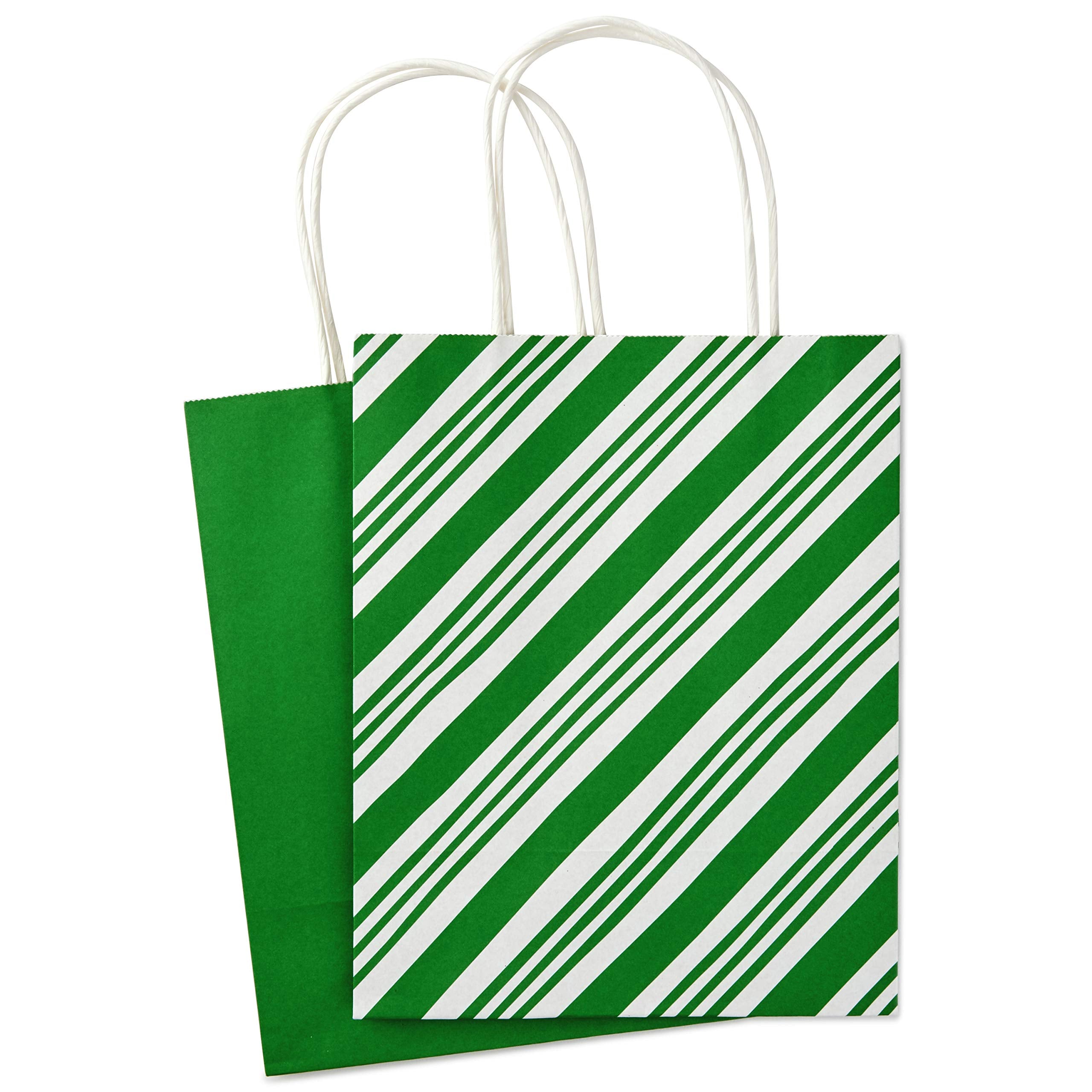 Hallmark 9" Medium Holiday Gift Bag Assortment (Pack of 12, Solids and Prints in Red, Green, Blue) Paper Gift Bags with Christmas Trees, Stripes, Polka Dots, Ho Ho Ho and More