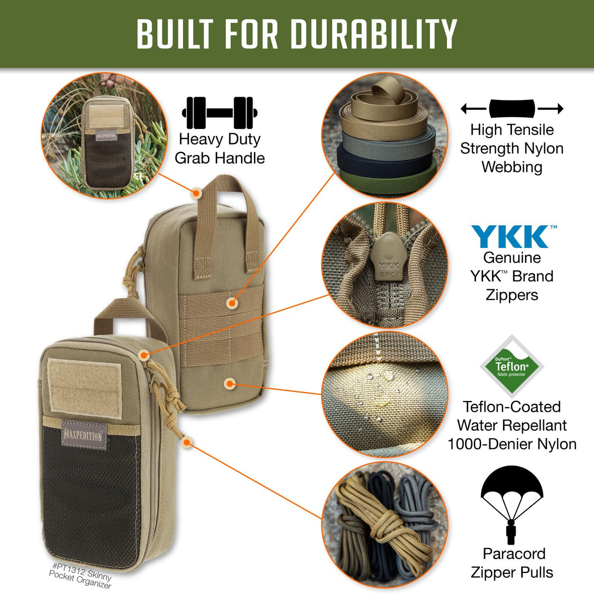 Maxpedition Skinny Pocket Organizer, Khaki