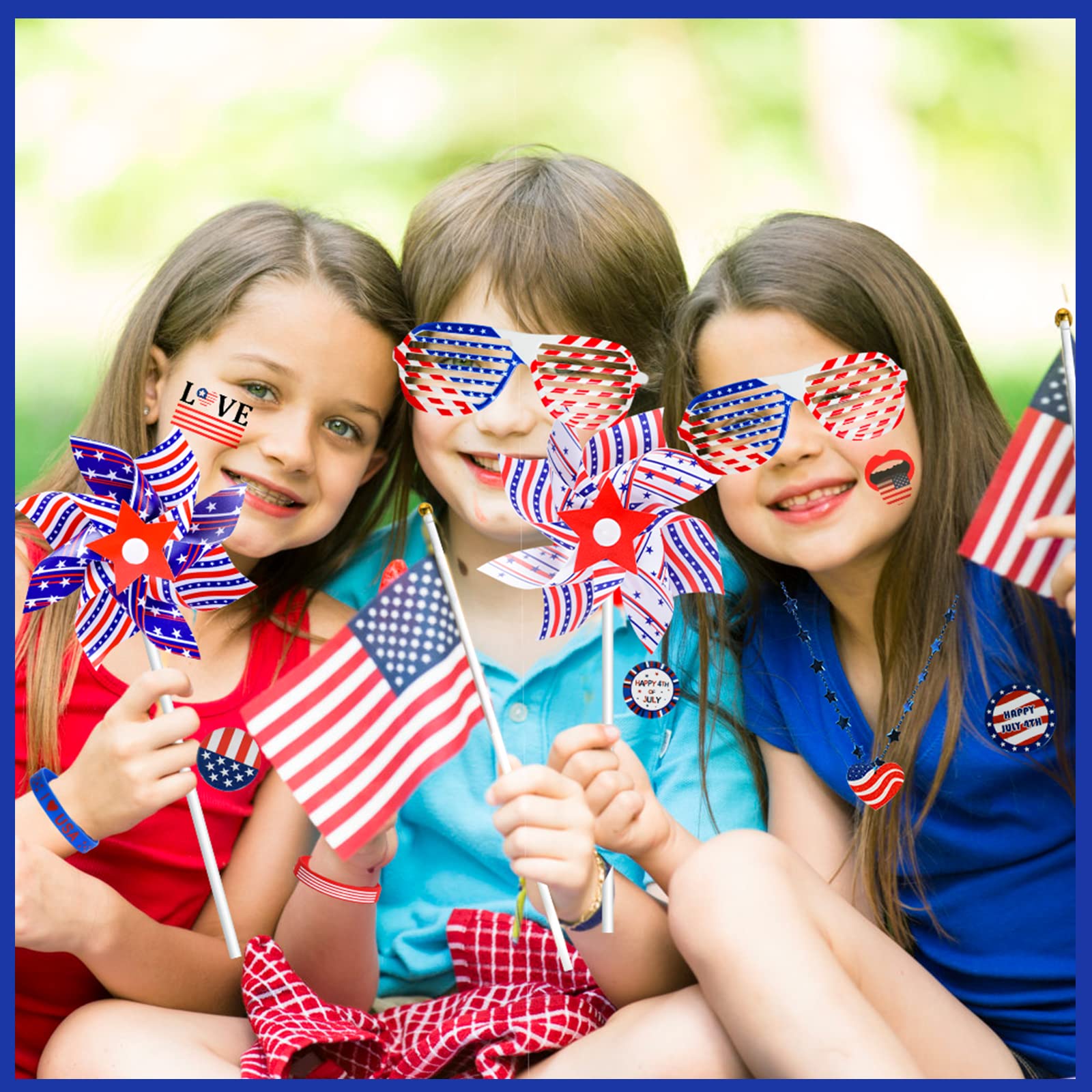 4th of July Accessories, 138Pcs Patriotic Party Favors Supplies Set Fourth of July Decorations Independence Day Celebrations Memorial Day Decor Classroom Prizes for kids