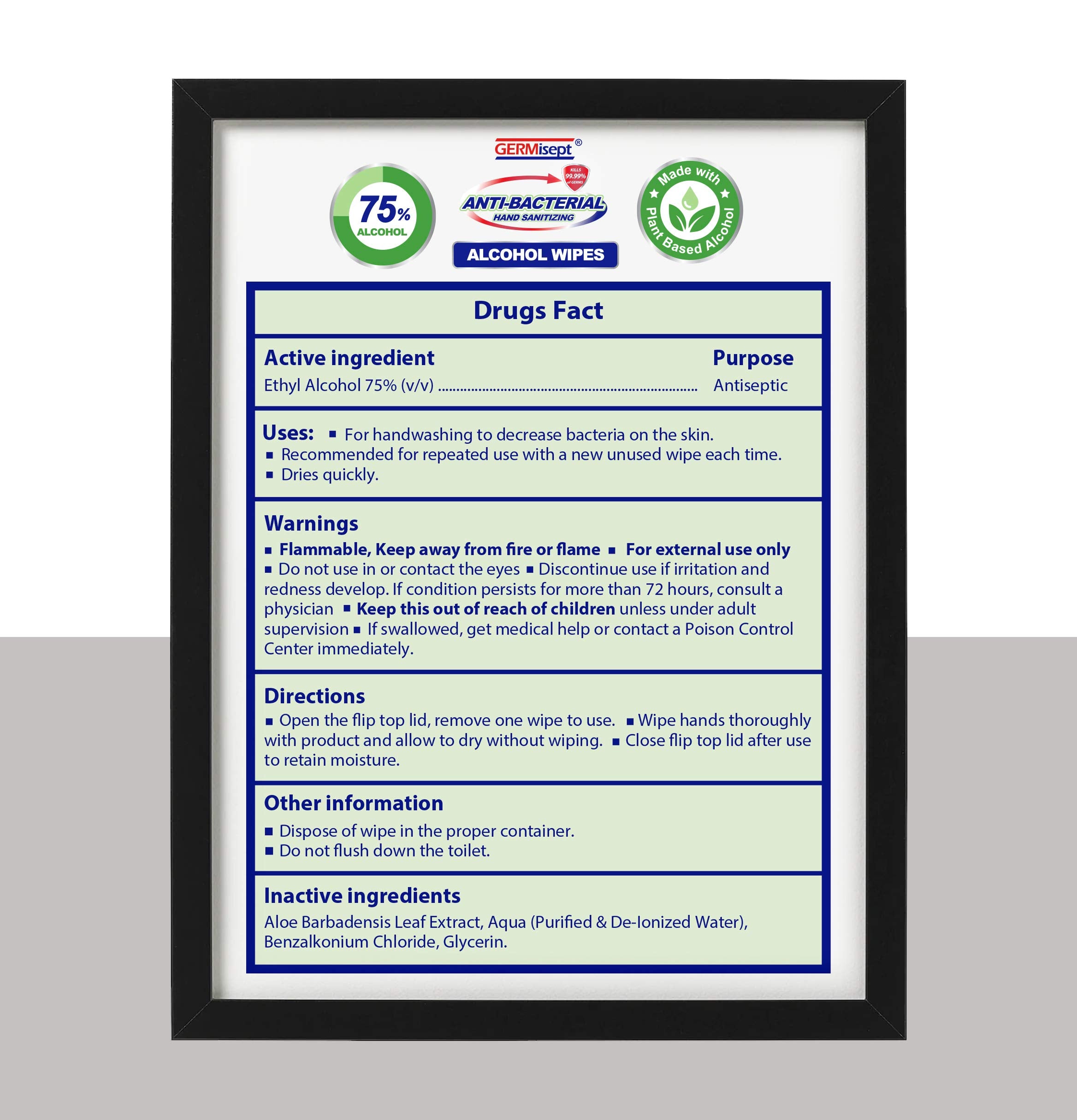 Freshnaps Germisept 75% Alcohol Advanced Hand Sanitizing Wipes | 50 Count per Pack x Pack of 3 = 150 Wipes
