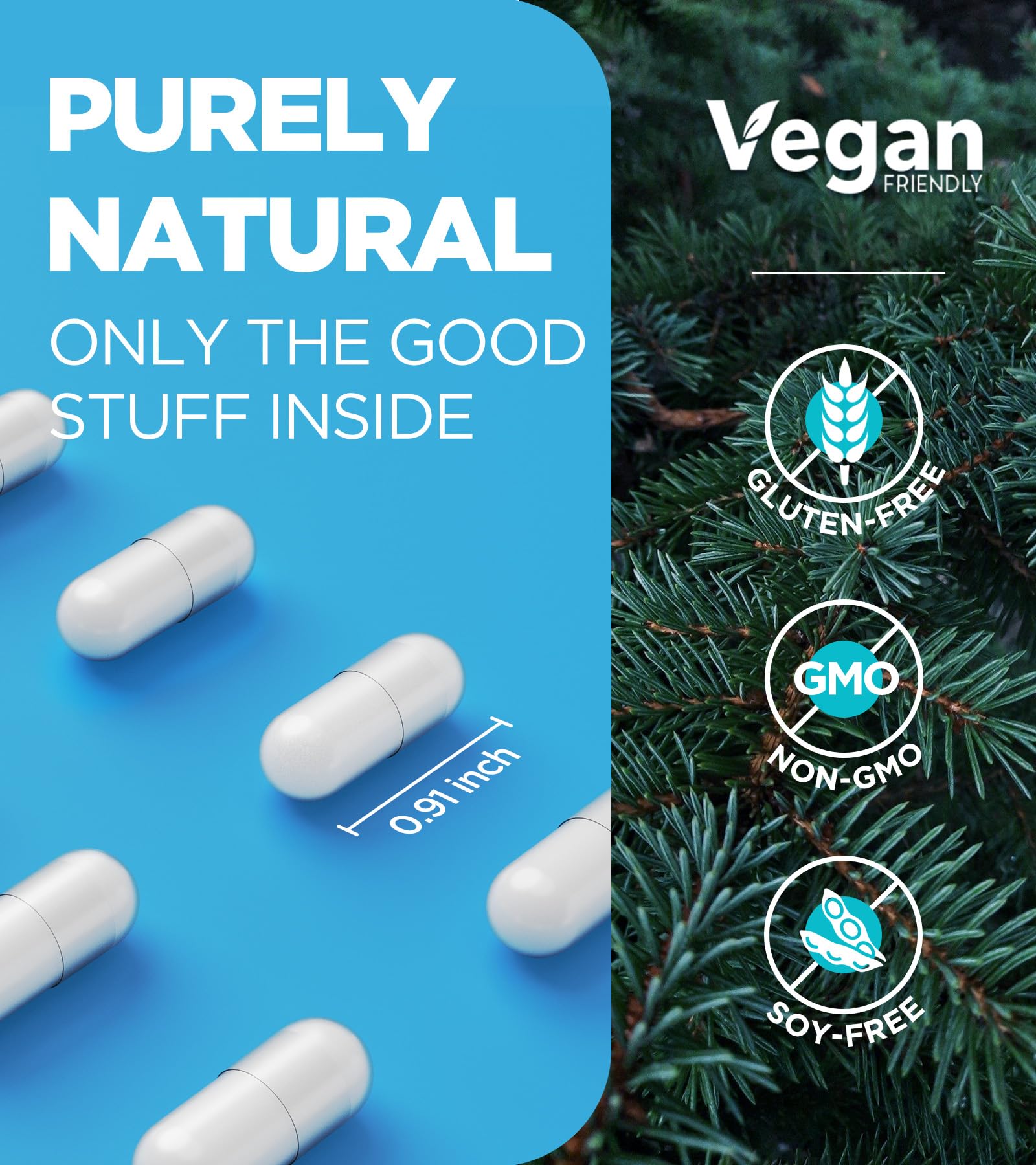 Quadruple Magnesium Supplement, 400mg of Chelate Magnesium Glycinate, L-threonate, Citrate & Malate | Max Absorption Complex w/Vitamin D3 & B6, for Sleep Heart Muscles Nerves, Non-GMO, 60 Vegan Caps