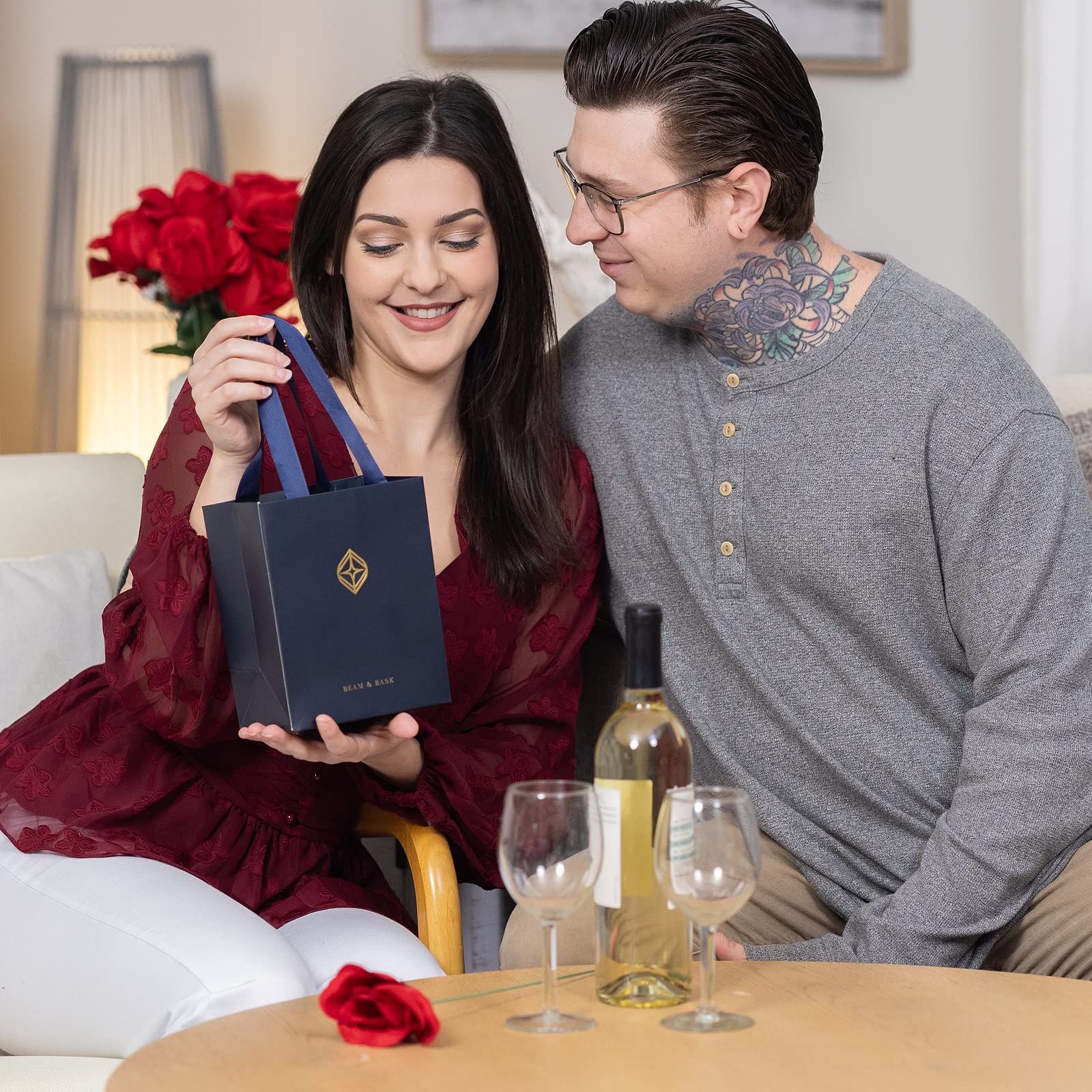 Beam & Bask Necklace Gifts for Girlfriend 2 Carat Moissanite Necklaces for Women Valentine's Day I Love You Gifts for Her Birthday Anniversary Jewelry Gift for Girlfriend