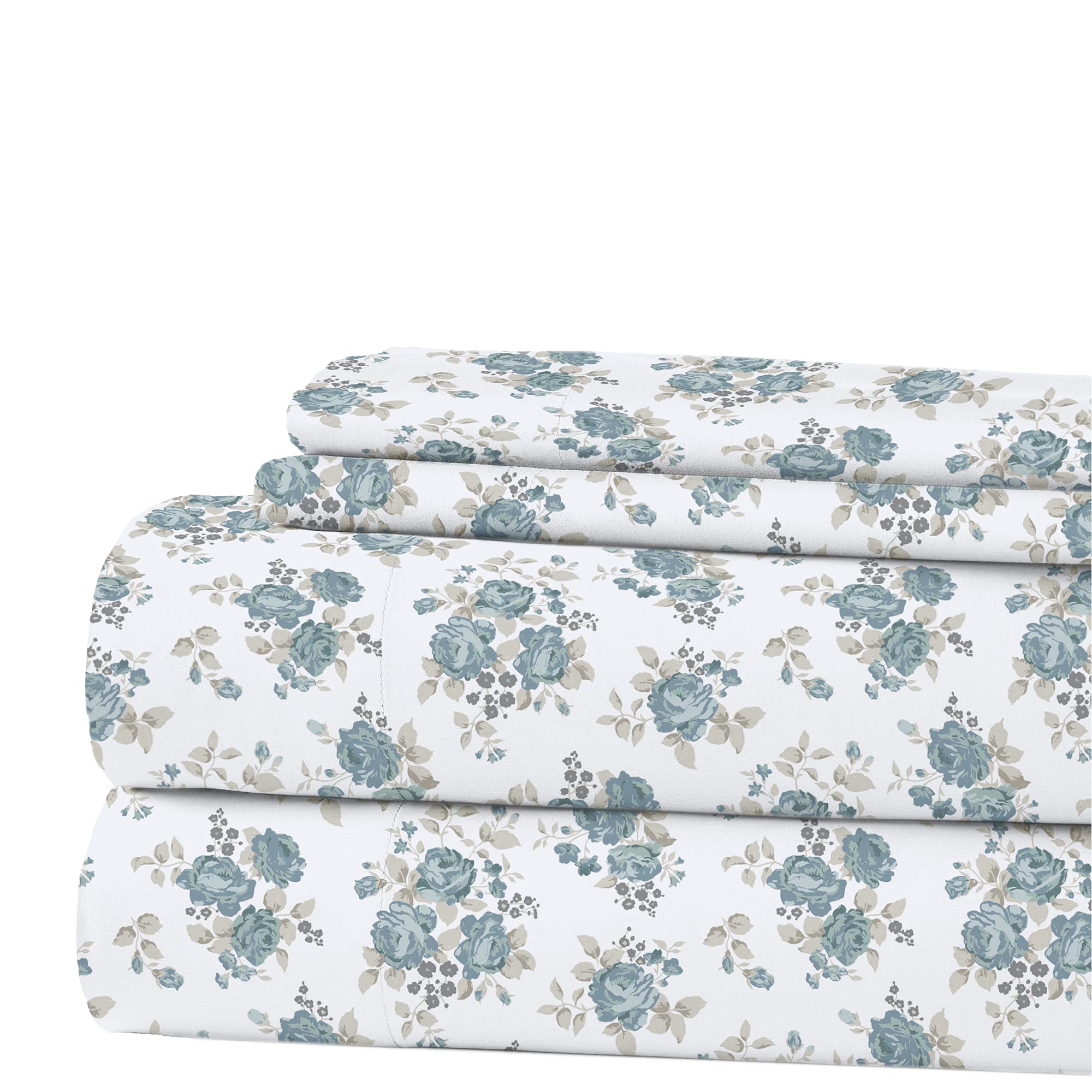 Modern Threads Printed 4-Piece Extra Soft Bedding Sheets & Pillowcase Set, Deep Pocket up to 16 inch Mattress Forever Roses Cal King