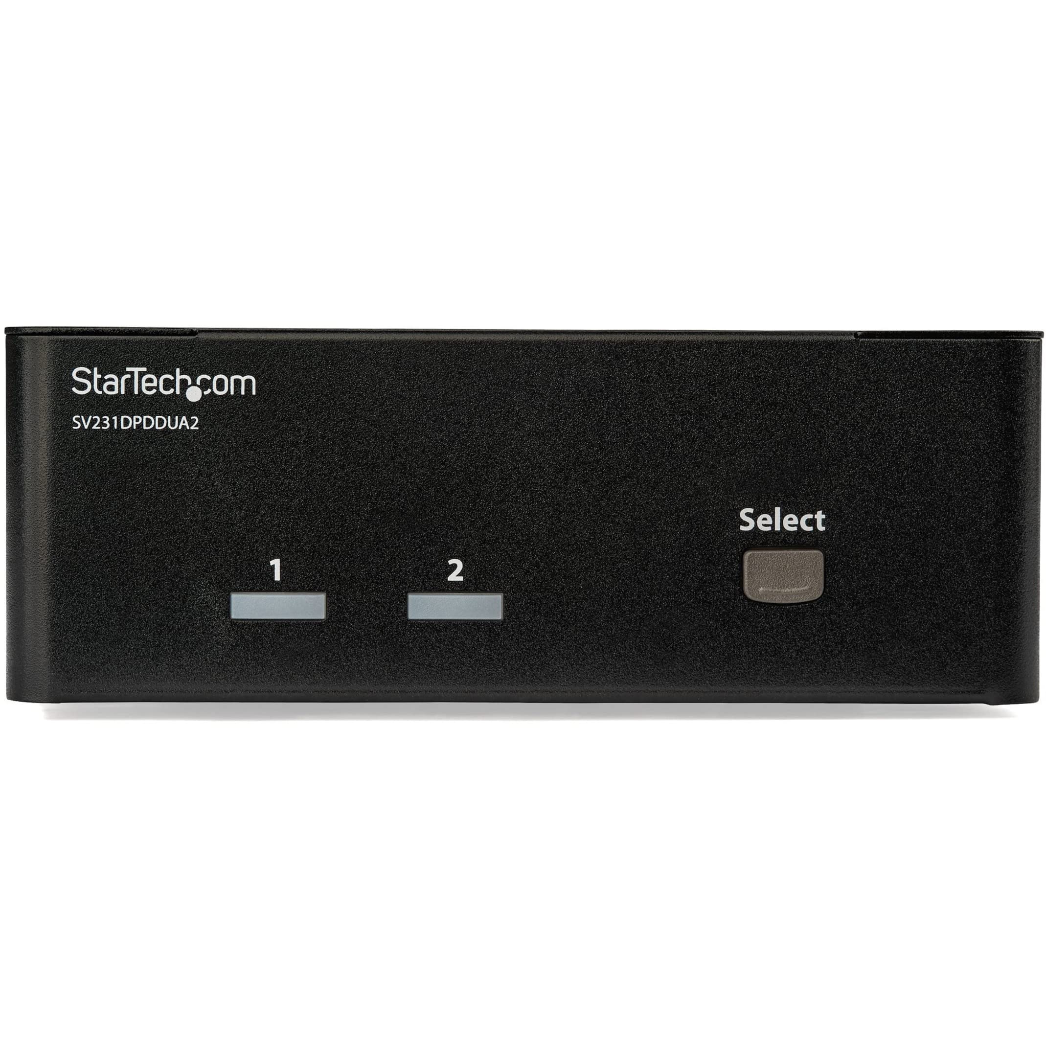 StarTech.com 2-Port DisplayPort KVM Switch - Dual-Monitor - 4K 60 - with Audio & USB Peripheral Support - DP 1.2 - USB Hub, TAA (SV231DPDDUA2)