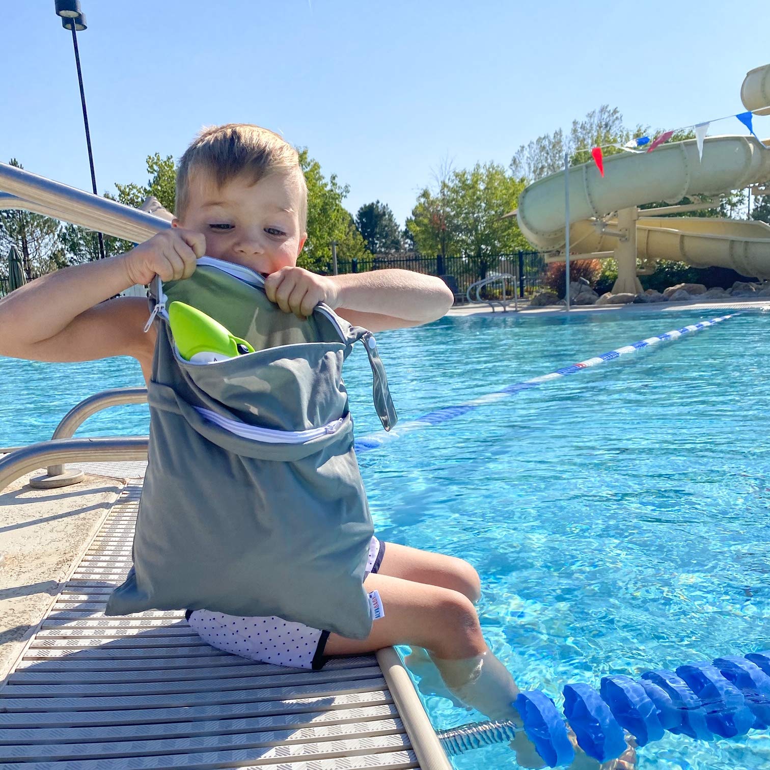 ALVA ALVABABY 2pcs Cloth Diaper Wet Dry Bags Waterproof Reusable with Two Zippered Pockets Travel Beach Pool Daycare Soiled Baby Items Yoga Gym Bag for Swimsuits or Wet Clothes L2629