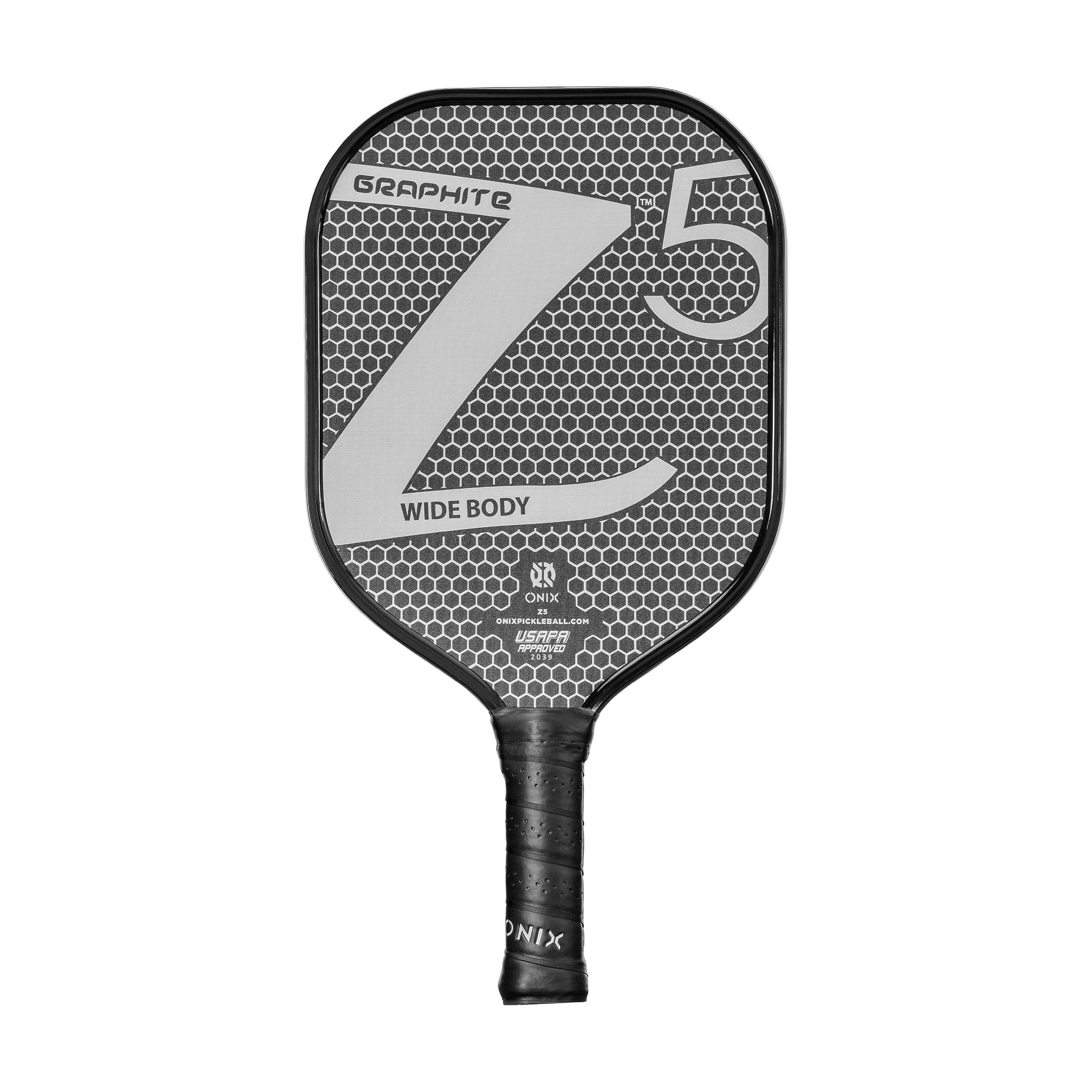 ONIX Graphite Z5 Pickleball Paddle (Graphite Carbon Fiber Face with Rough Texture Surface, Cushion Comfort Grip and Nomex Honeycomb Core for Touch, Control, and Power),White