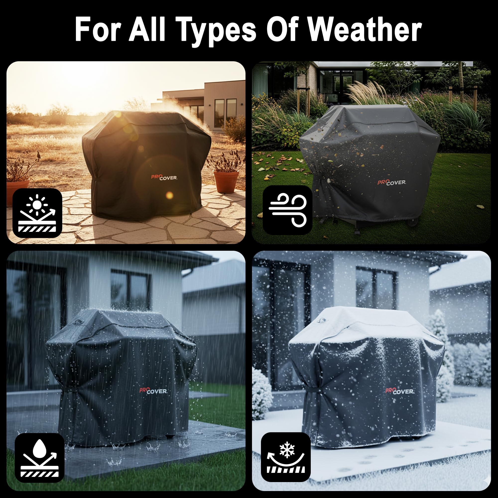 Premium Cover for Outdoor Barbecue and Grill – Waterproof & Durable | Oxford 600D Fabric | Windproof | Professional Quality, Fits All Brands ProCover (64''L x 26''W x 44''H)