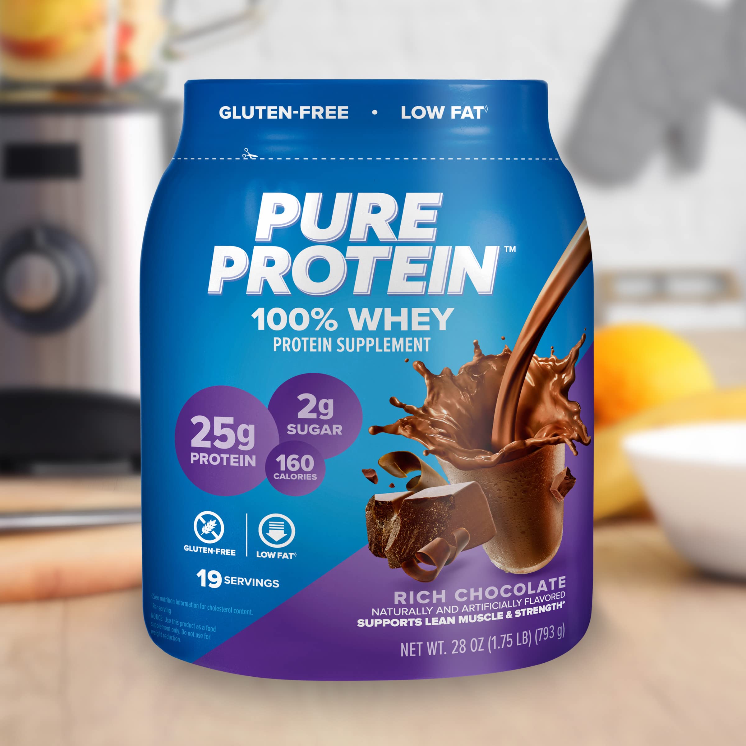 Pure Protein 100% Whey Protein Powder, Rich Chocolate, 25 g Protein, 1.75 lb (Packaging May Vary)