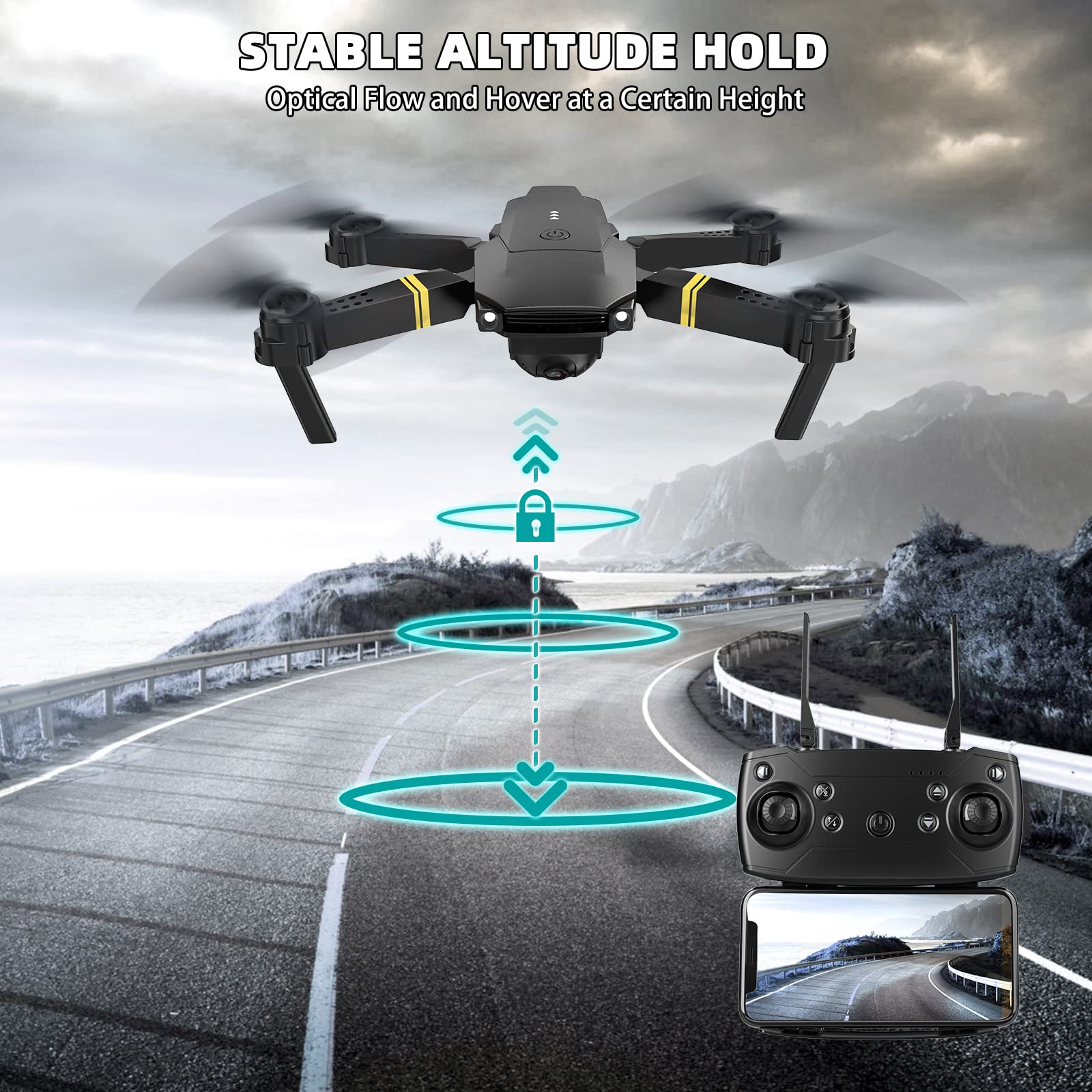 Drones for Adults with Cameras 4K, 3PCS Batteries Drones for Kids Foldable 4K Mini Drone with Camera RC Quadcopter, FPV Live Video, Altitude Hold, One Key Take Off/Landing, 3D Flip. Gifts for Girls/Boys