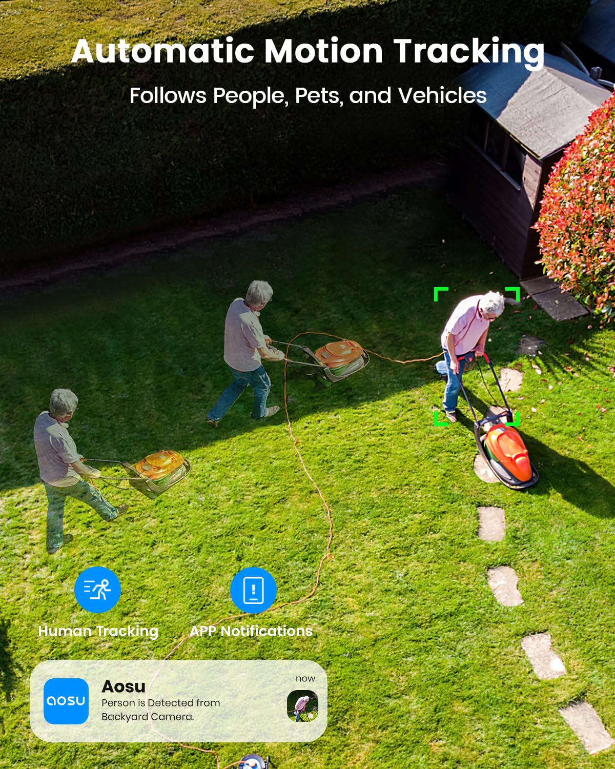 AOSU Security Cameras Wireless Outdoor - 3K/5MP Solar Powered 400-Lumen Spotlight Camera, 360° Pan/Tilt Surveillance, Night Vision, 2.4G WiFi Camera, Auto Tracking, AI Human/Vehicle/Pet Detection