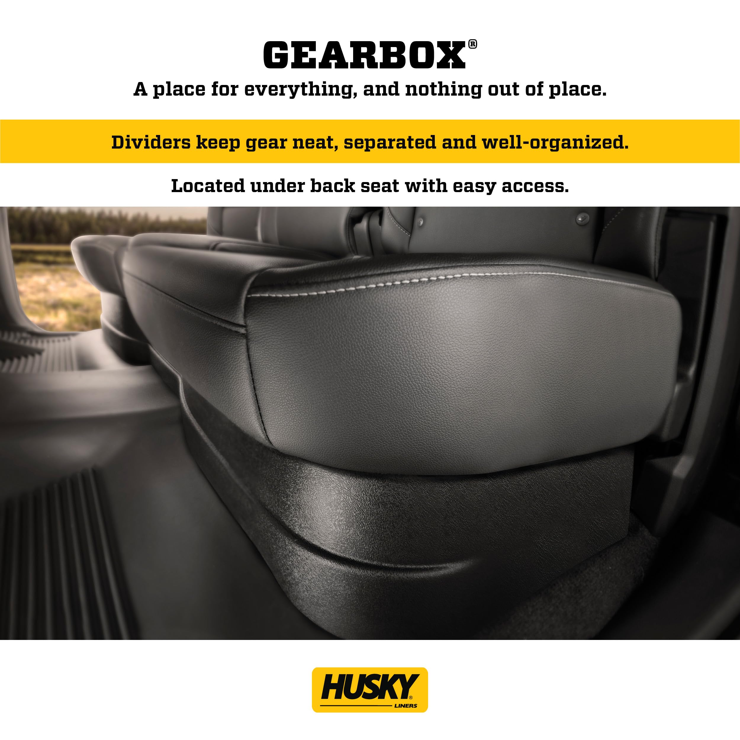 Husky Liners Gearbox - Under Seat Storage Box | Fits 2019-2024 Chevrolet Silverado/GMC Sierra 1500 Double Cab, (2022 Limited) 2020-2024 Silverado/Sierra 2500,3500 Double Cab - Black, 1 Pc. | 09061