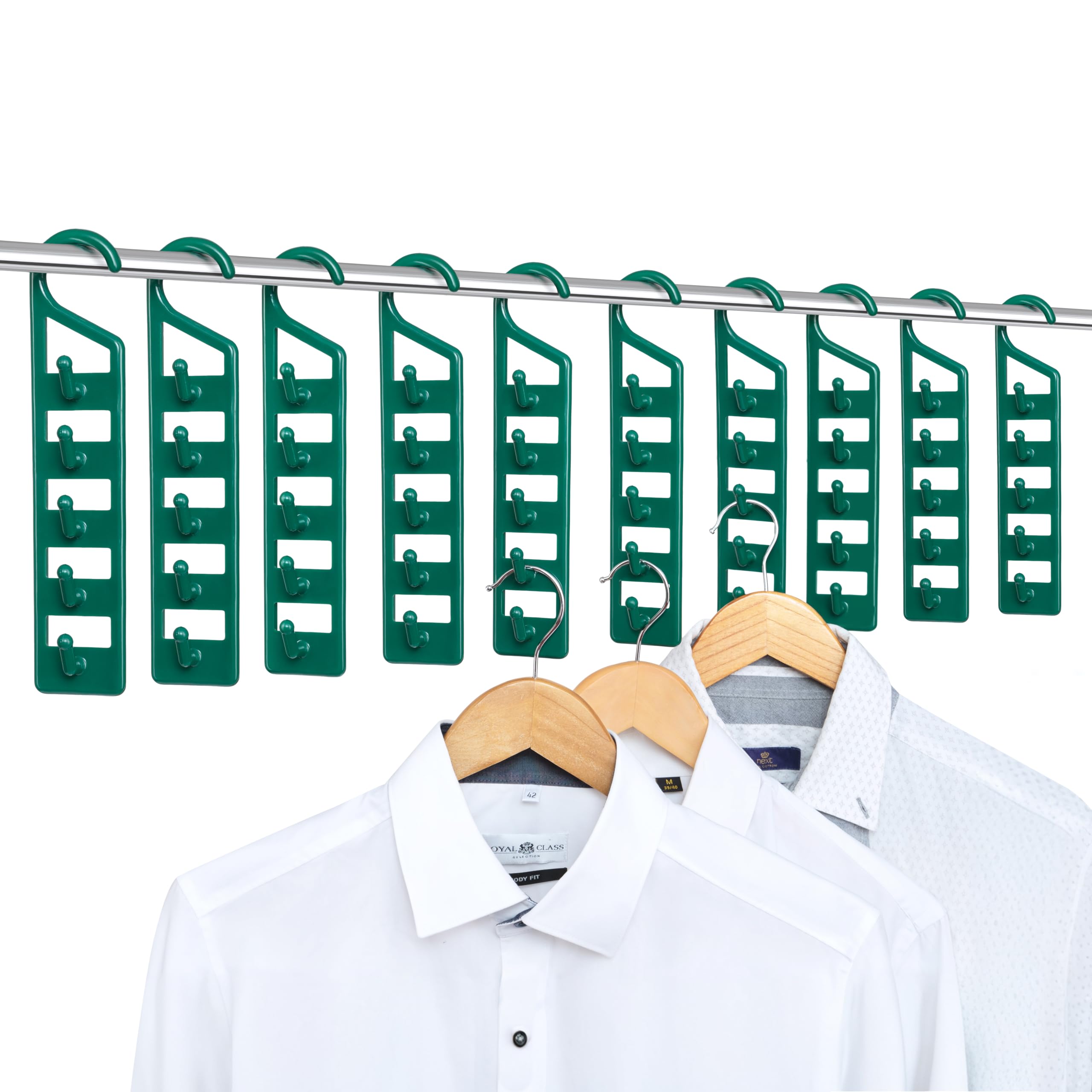 CraftyCrocodile Space Saving Hangers for Clothes - 10 in Pack, Heavy Duty Plastic, Multi Closet Space Savers for Shirts, Pants, Jeans, Sweaters - Hanger Organizer Space Saver