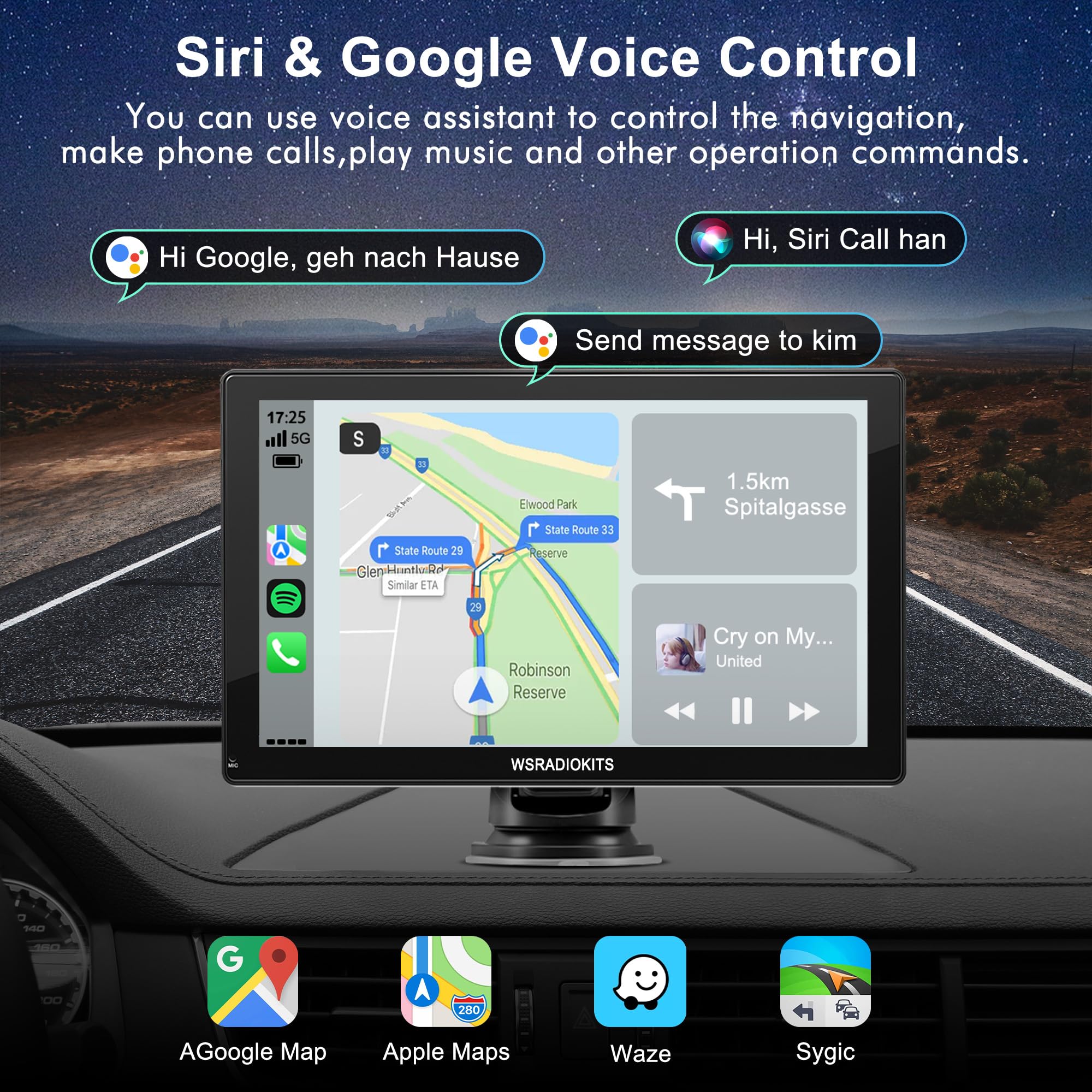 Wireless Carplay Touchscreen with Backup Camera: Portable Carplay & Android Auto Car Stereo, Car Audio Receivers with Mirror Link, GPS Navigation, Car Audio Receivers, Car Stereo, Bluetooth (9 inches)
