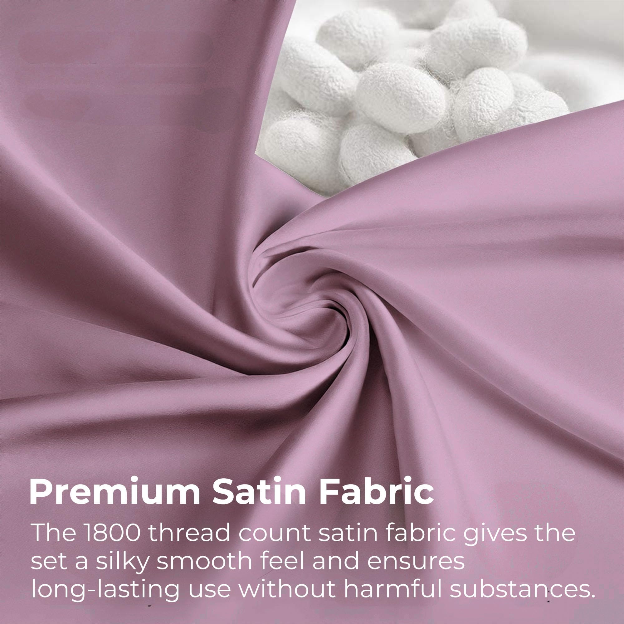 Seasonwood Satin Sheets Set Queen Size 4 Pieces 1800 Microfiber 2 Pillowcase 20''x30'' Red Bean Sand Satin Sheets