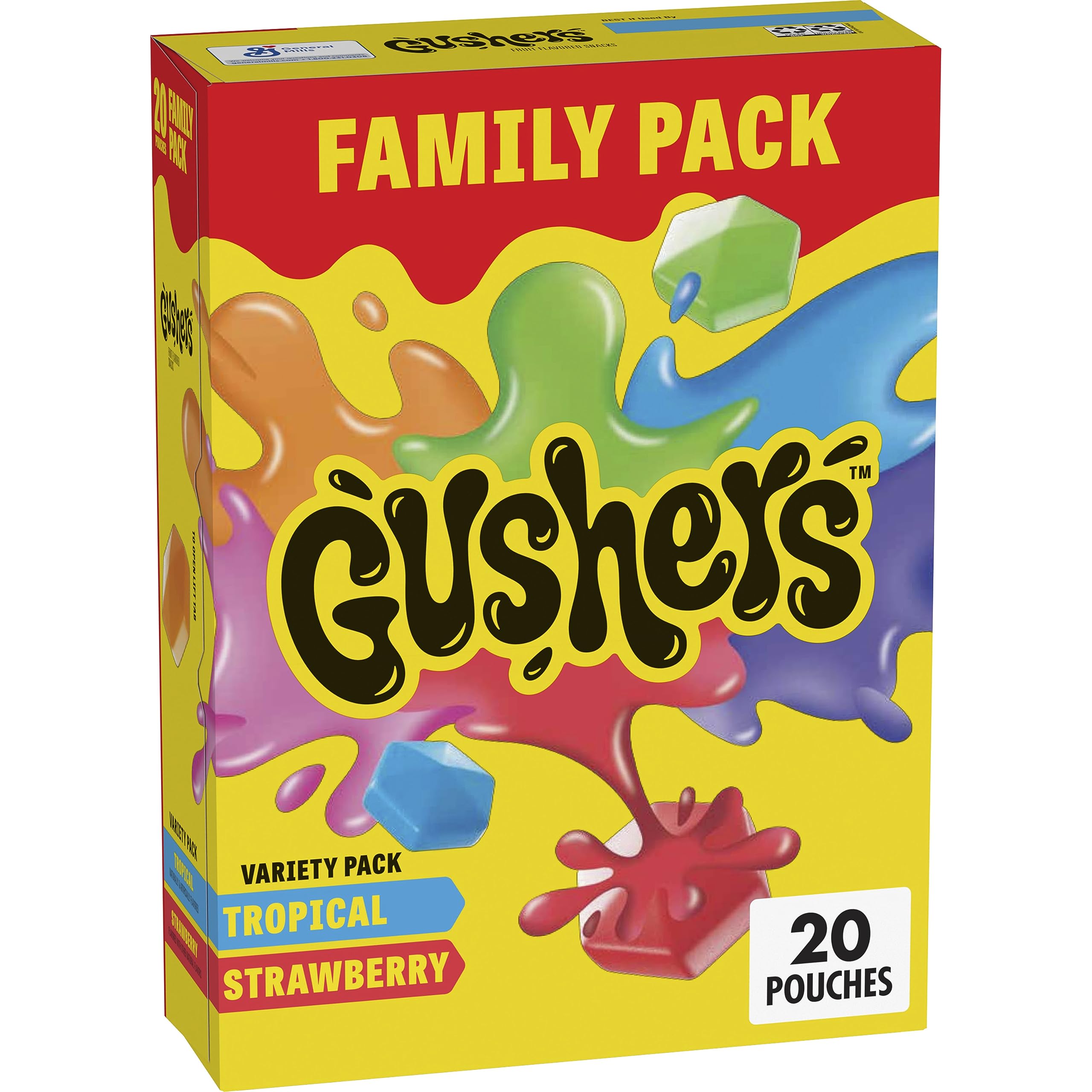 Gushers Fruit Flavored Snacks, Variety Pack, Strawberry and Tropical, 20 ct