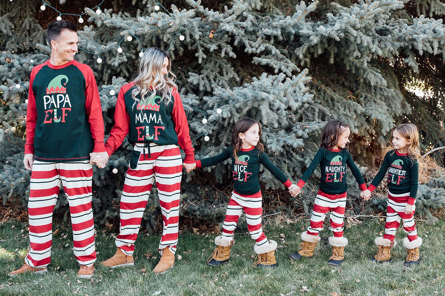 Lazy One Matching Family Christmas Pajamas, Elf Matching Christmas PJs for Family, Adult Tees & Pants Separates (Women's Pant, M)