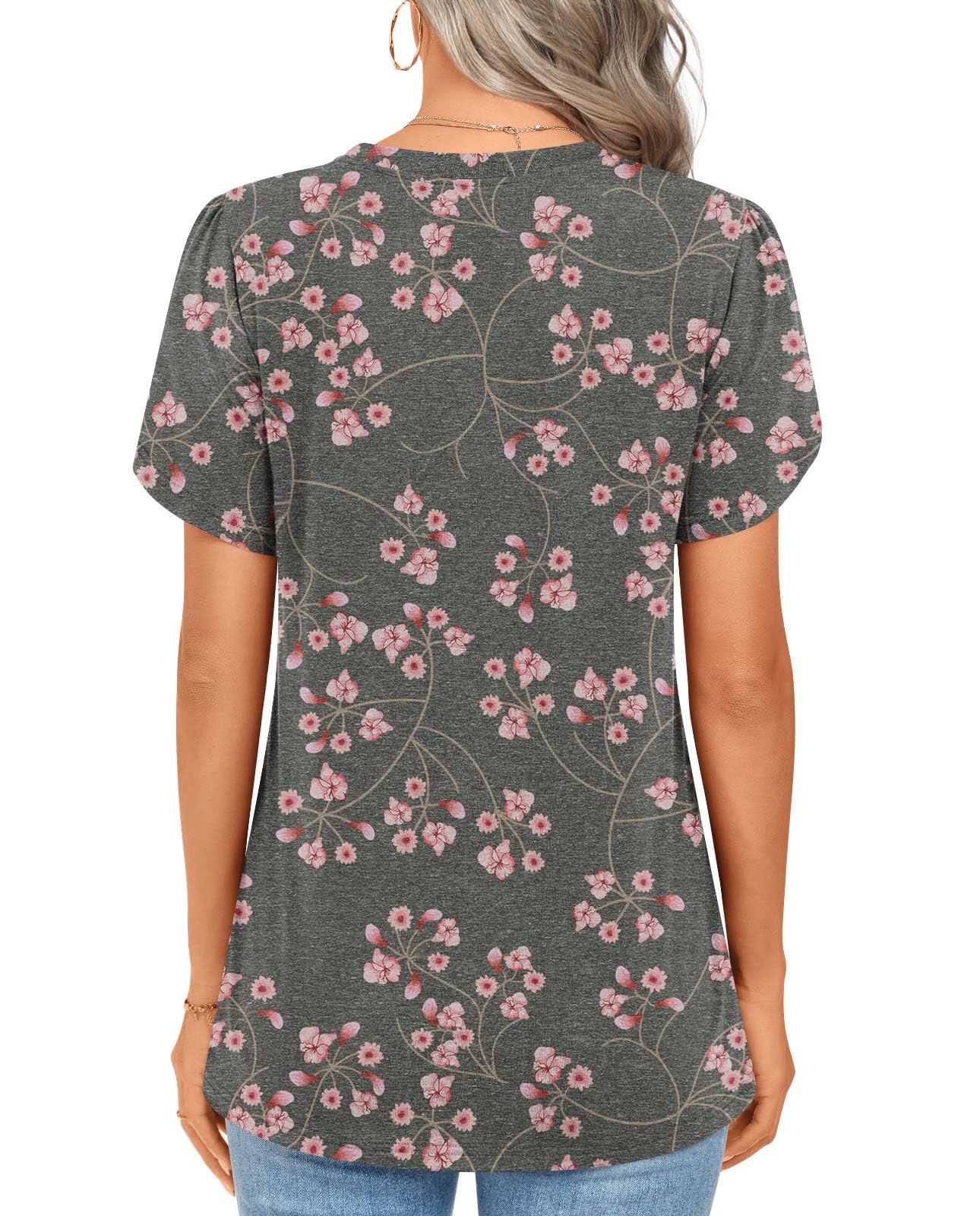 Addtoo Womens 2025 Tops Summer Casual Tshirts Spring Short Sleeve Trendy Dressy Blouses Flowy Tunic L