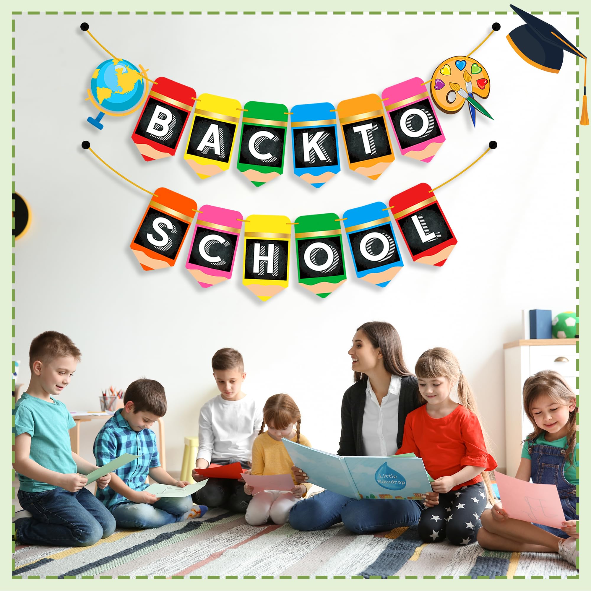 Back to School Banner Decorations - 2 Strings 10 Feet, No DIY Welcome Back to School Banner Decor for Classroom Back To School Party Decorations, First Day of School Decorations