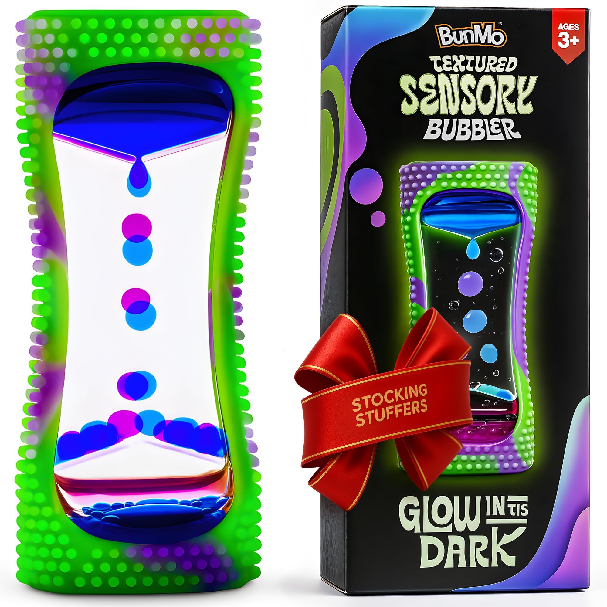BUNMO Liquid Motion Bubbler Sensory Toys - Sensory Stocking Stuffers for Kids - Glow in The Dark and Liquid Motion Bubbler Sensory Toys - Sensory Stocking Stuffers for Kids - Purple
