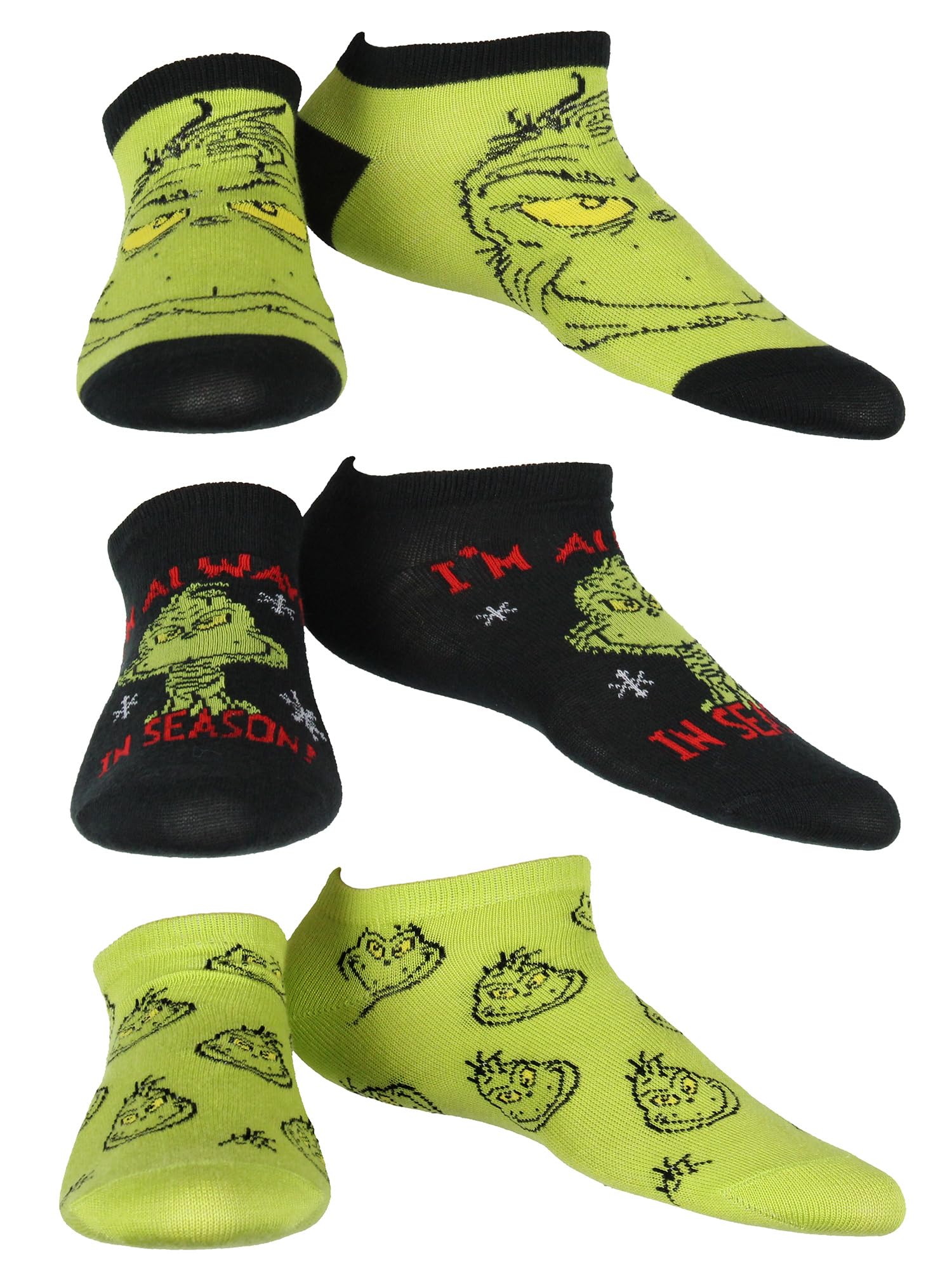 MJC Dr. Seuss The Grinch 12 Days Of Christmas Socks Advent Calendar 12 Day Punch Out Window Adult Ankle No Show Gift Box Set