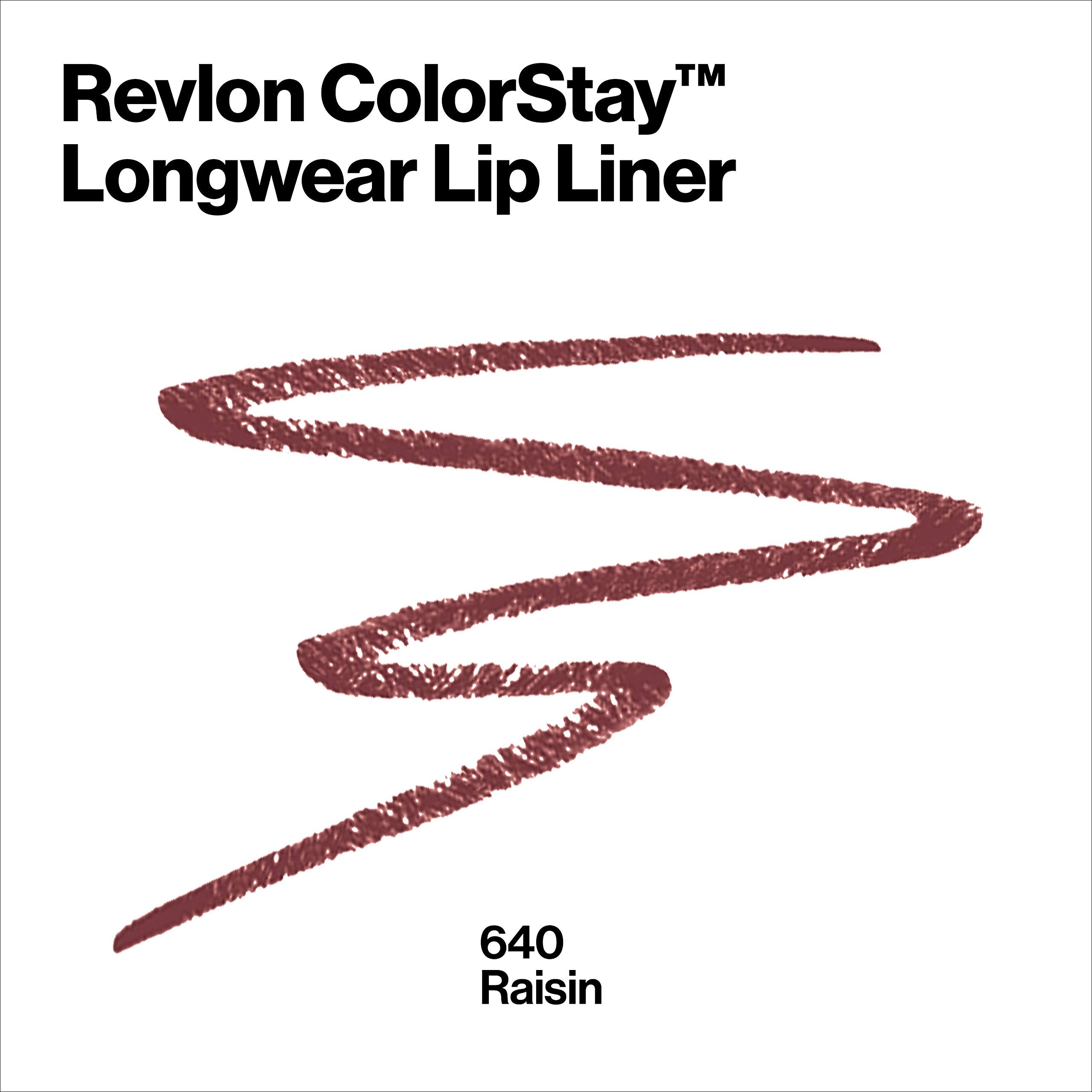 Revlon ColorStay Lip Liner, Lip Makeup Stocking Stuffers for Women, With Built-In Sharpener, Longwear Rich Lip Colors, 640 Raisin, 0.01 oz