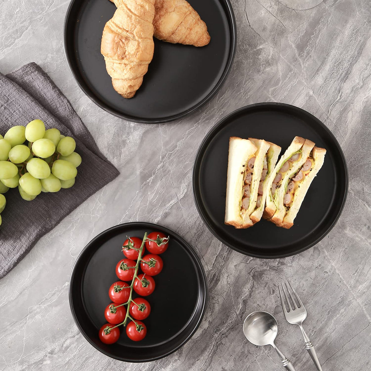 Stone Lain Celina Stoneware Bowl Set, 3-Piece Round Serving Bowls, Bowls for Kitchen, Black